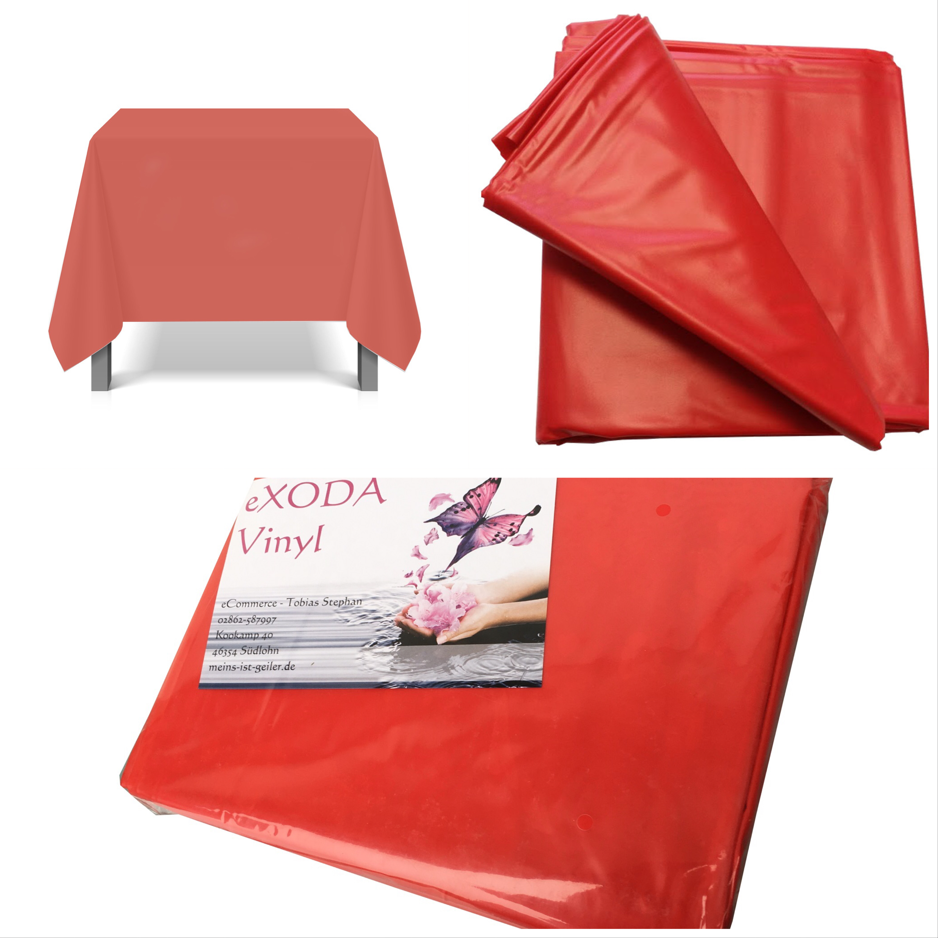 abwaschbare Vinyl Tischdecke rot zuschneidbar 200x230cm wasserfest robust für Garten - Vorschau 4