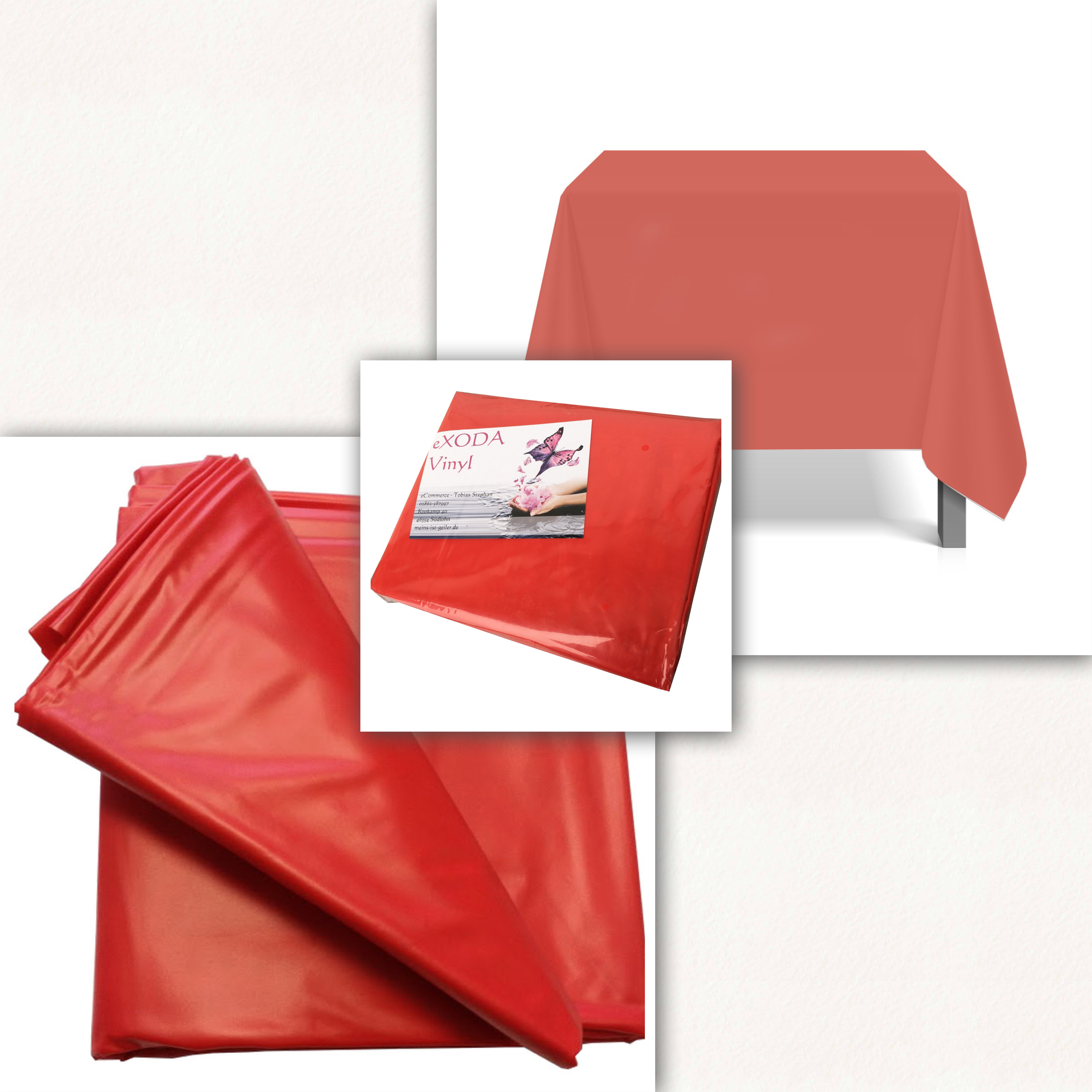 abwaschbare Vinyl Tischdecke rot zuschneidbar 200x230cm wasserfest robust für Garten - Vorschau 7