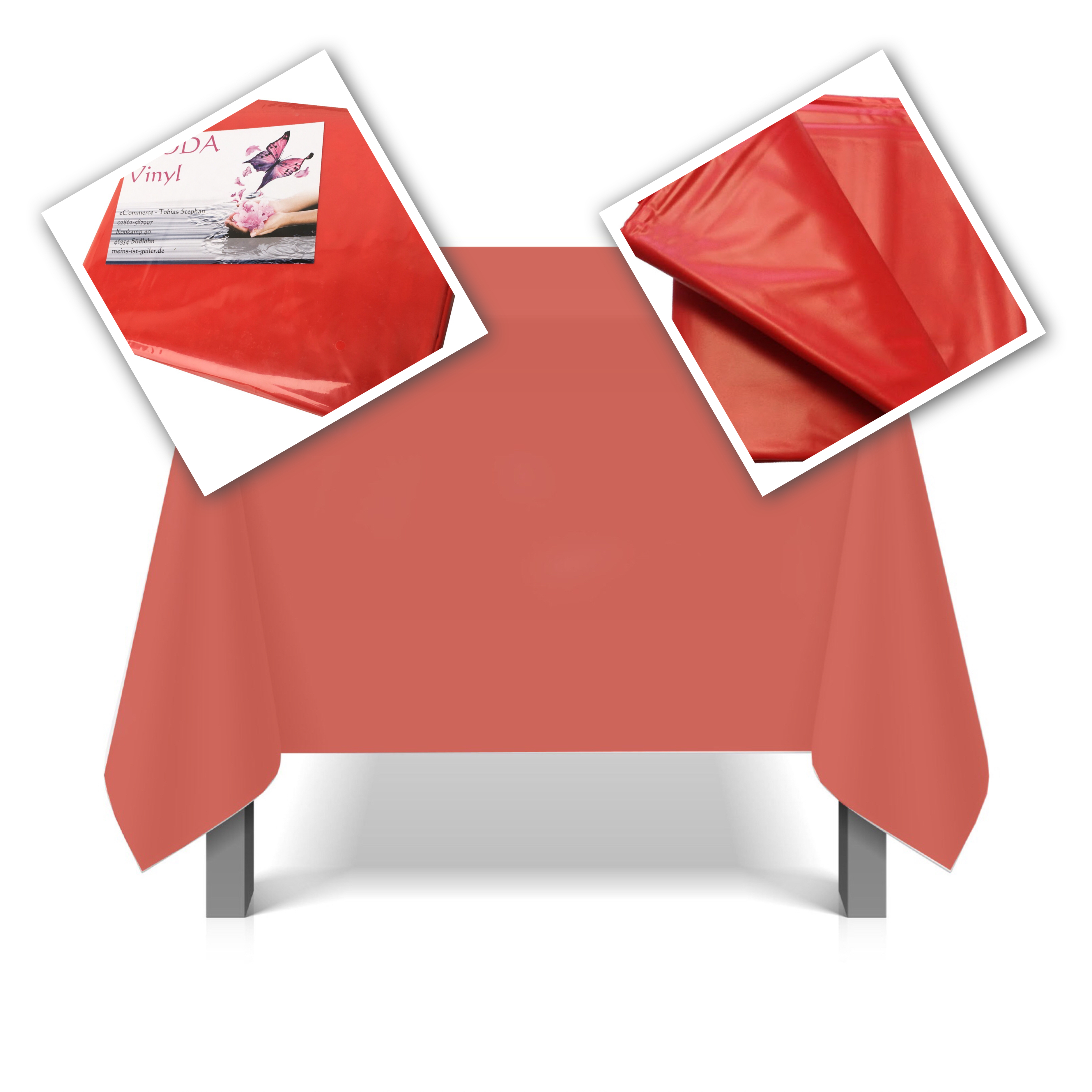 eXODA Tischdecke abwaschbar eckig rot 180x220cm wasserdicht für Garten geeignet - Vorschau 5