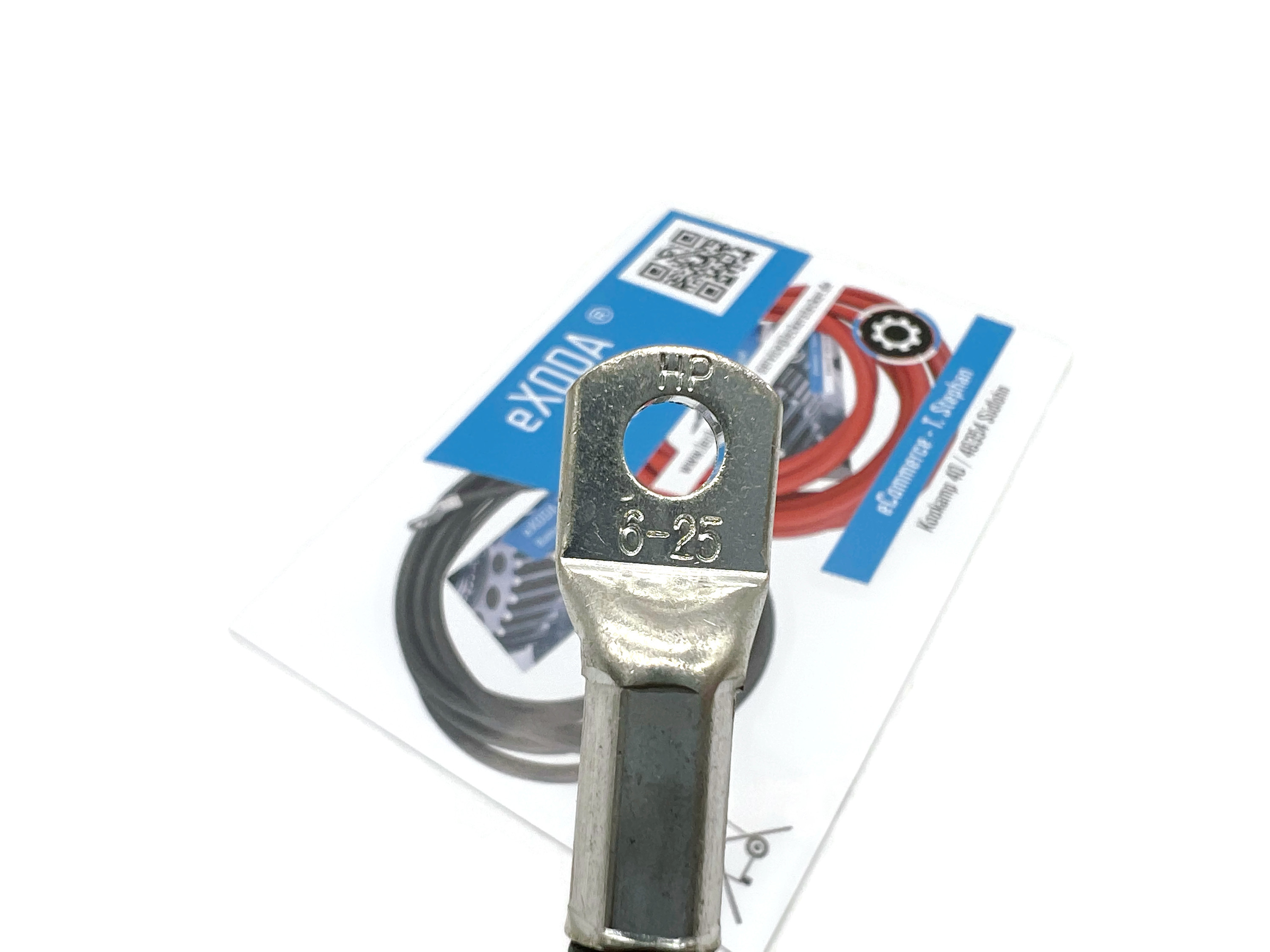 Batteriekabel 25 mm² 50cm M6 M8 Schwarz flexibel 99 Prozent Kupfer für KFZ Boot Motorrad - Vorschau 2
