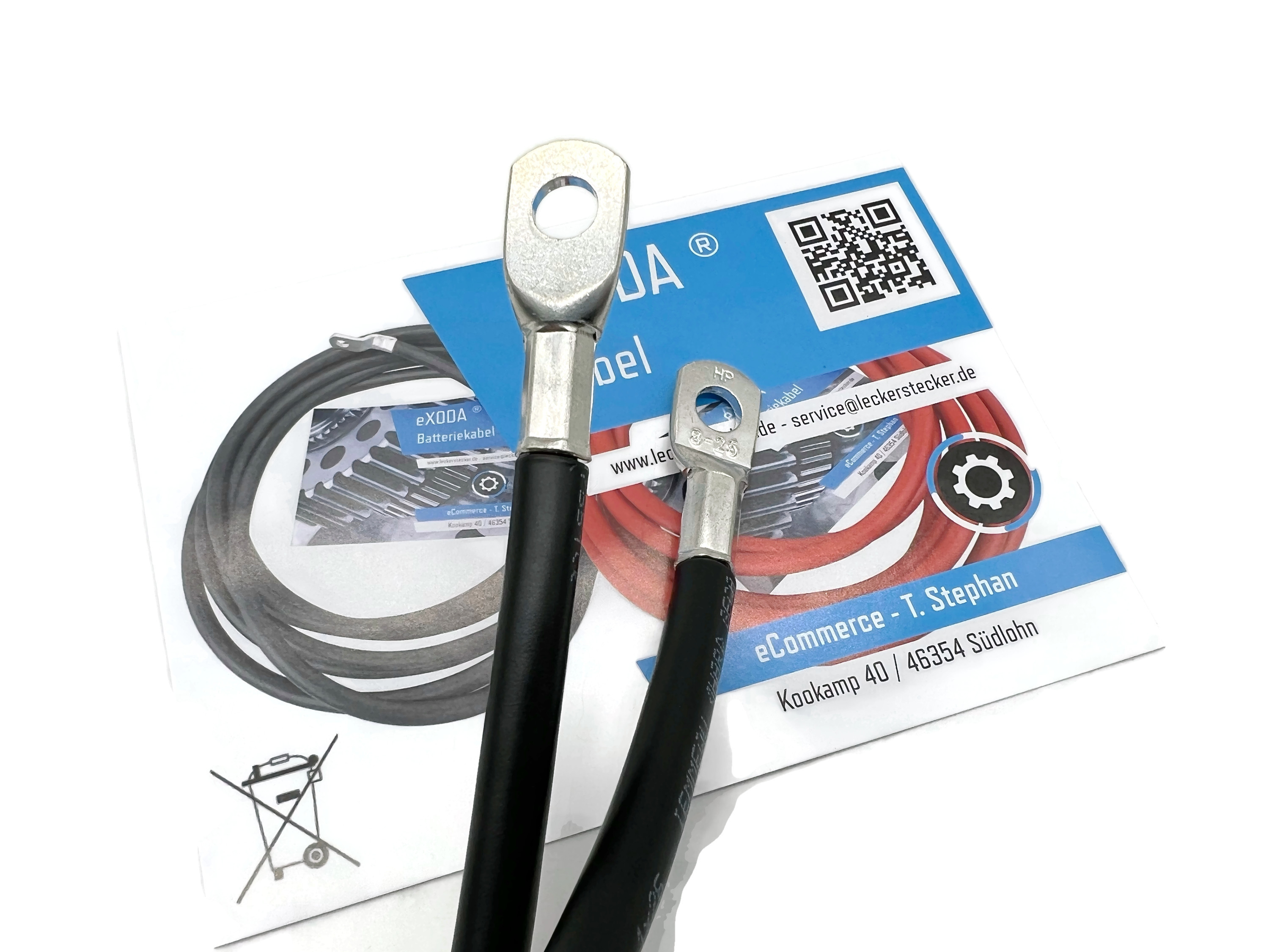 Batteriekabel 25 mm² 50cm M8 Schwarz für 12V Fahrzeuge Auto Boot Motorrad hochwertig gefertigt - Vorschau 2