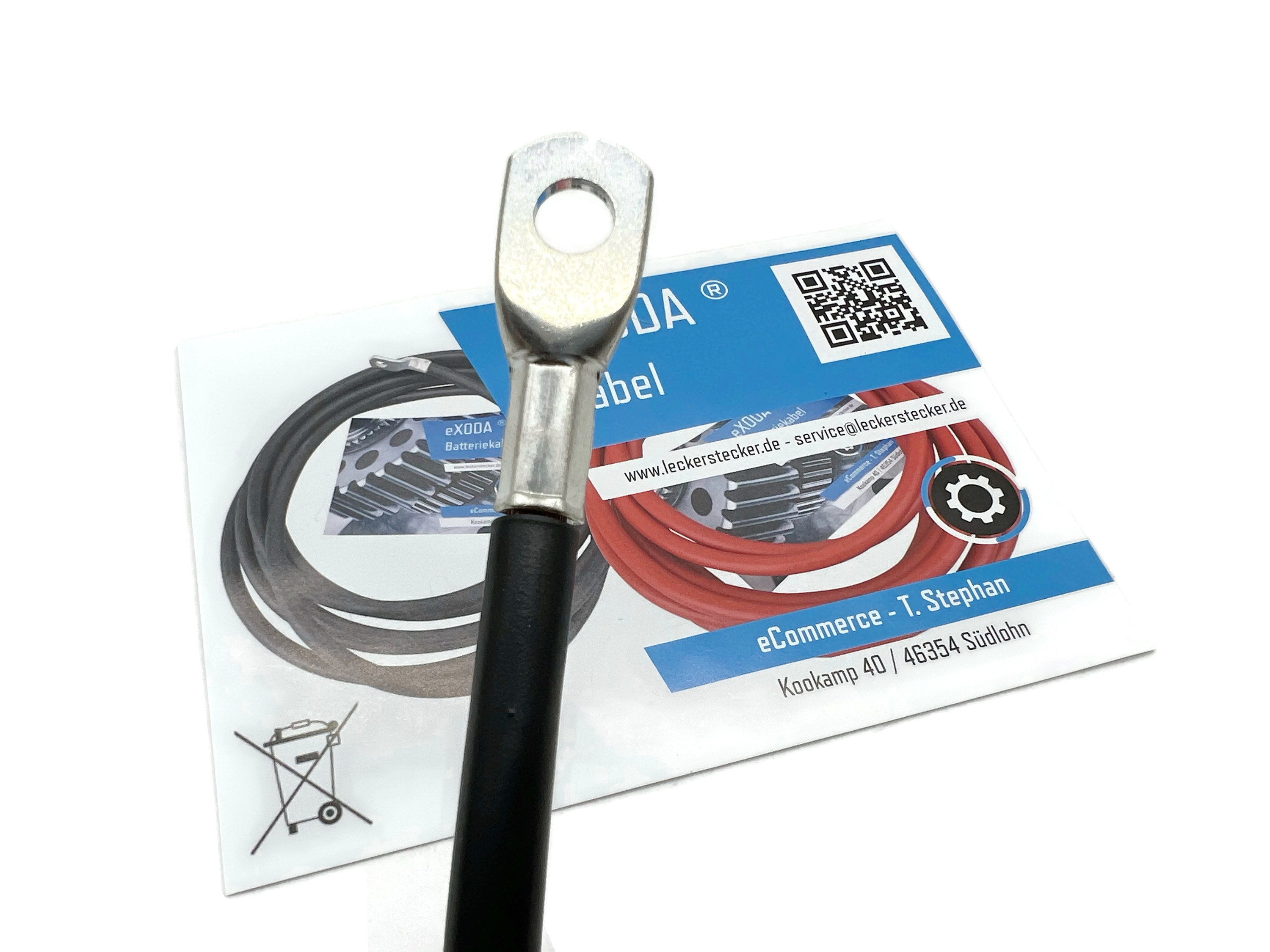 Batteriekabel 25 mm² 50cm M8 Schwarz für 12V Fahrzeuge Auto Boot Motorrad hochwertig gefertigt - Vorschau 3
