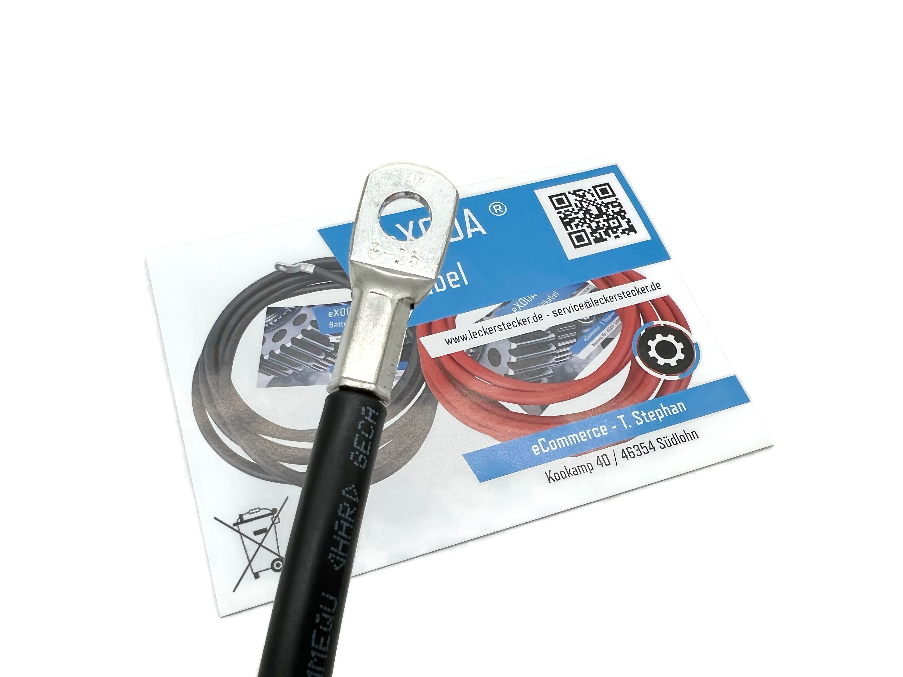 Batteriekabel 25 mm² 50cm M8 Schwarz für 12V Fahrzeuge Auto Boot Motorrad hochwertig gefertigt - Vorschau 4