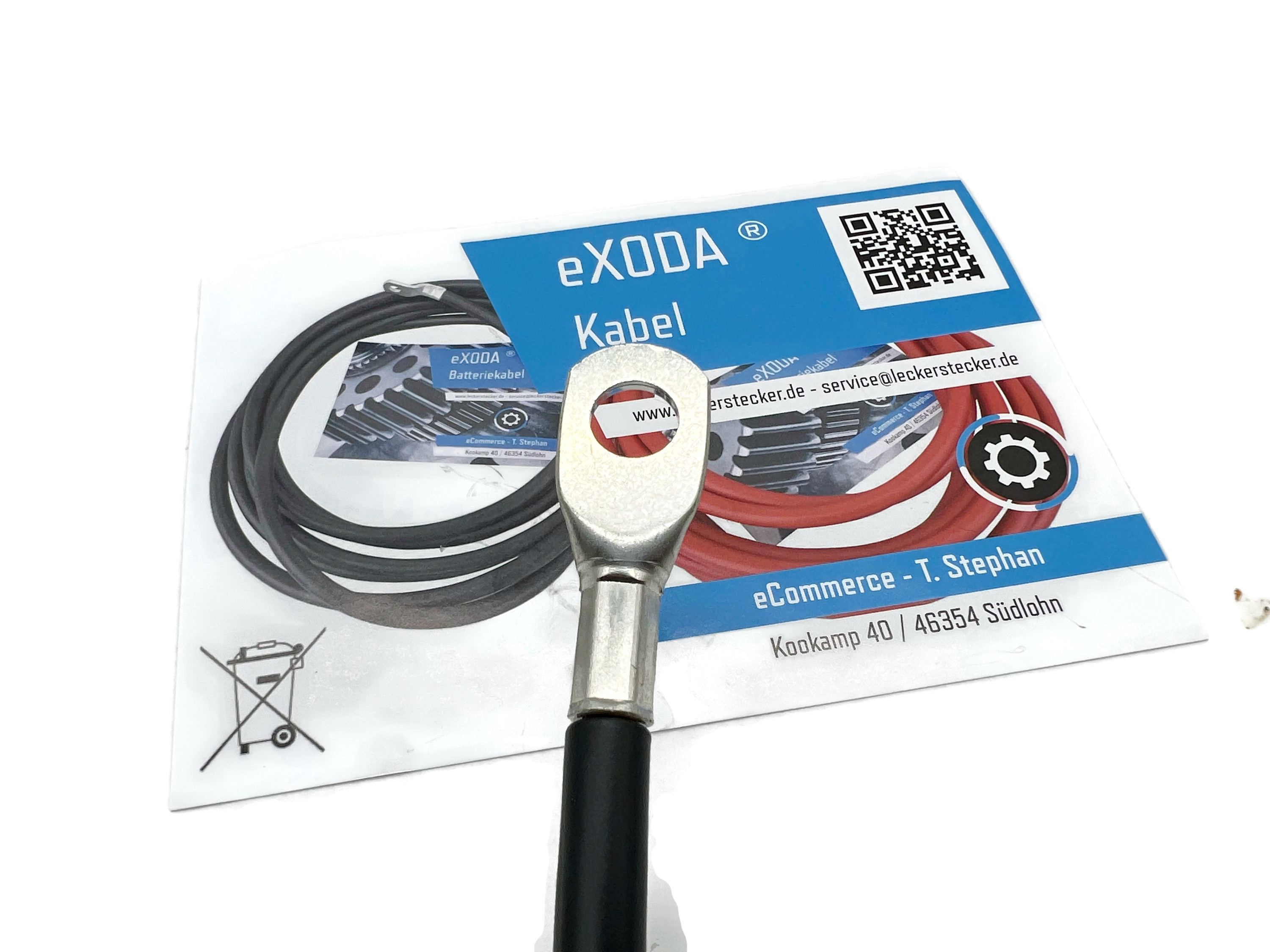 Batteriekabel 25 mm² 50cm mit M10 Kabelschuhen Schwarz hohe Materialqualität - Vorschau 3