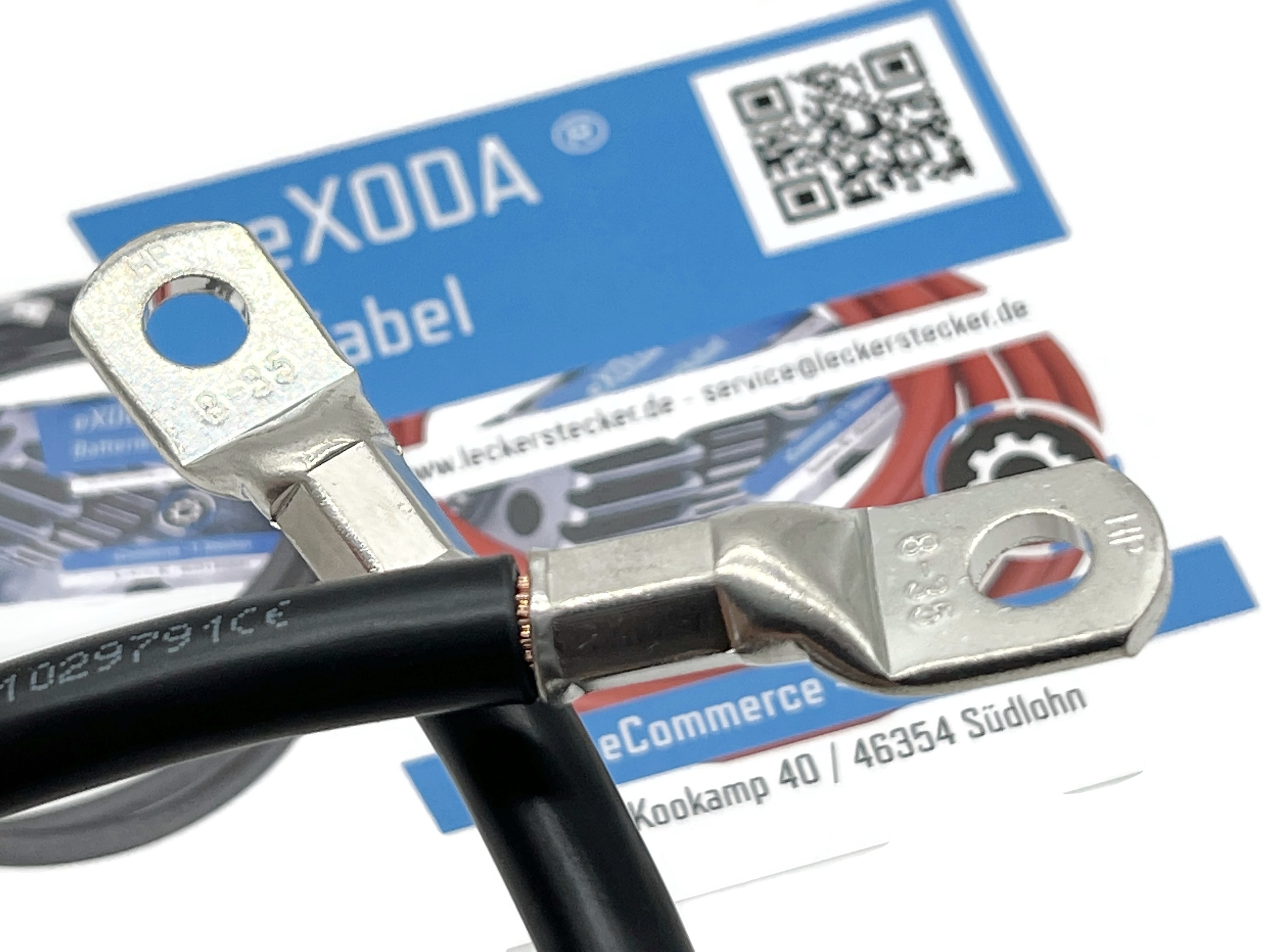 Batteriekabel 35 mm² 50cm mit Kabelschuhen M8 Schwarz flexibel hochqualitativ 99 9  Kupfer - Vorschau 5
