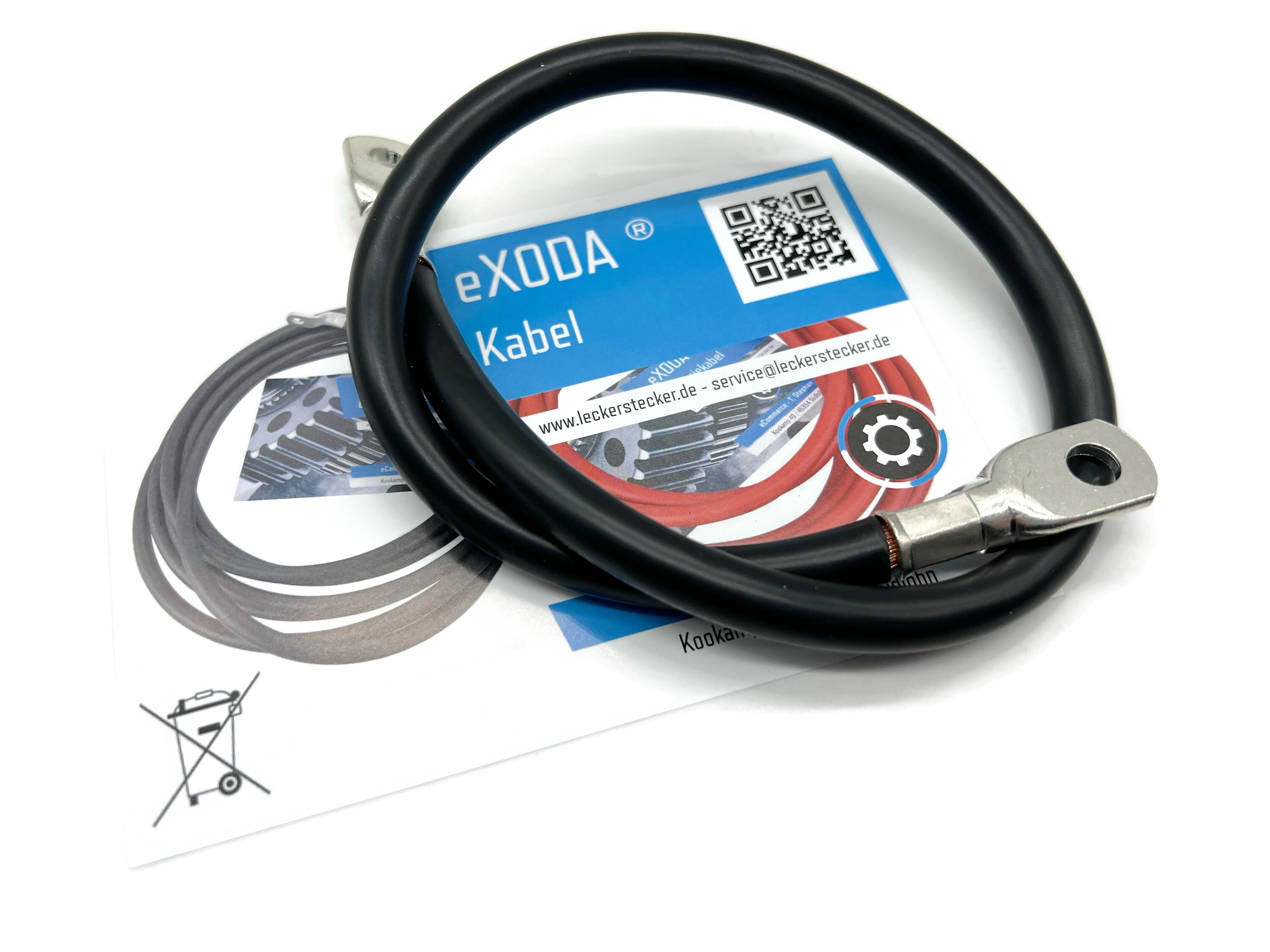 Batteriekabel 35 mm² 50cm mit Kabelschuhen M8 Schwarz flexibel hochqualitativ 99 9  Kupfer - Vorschau 6