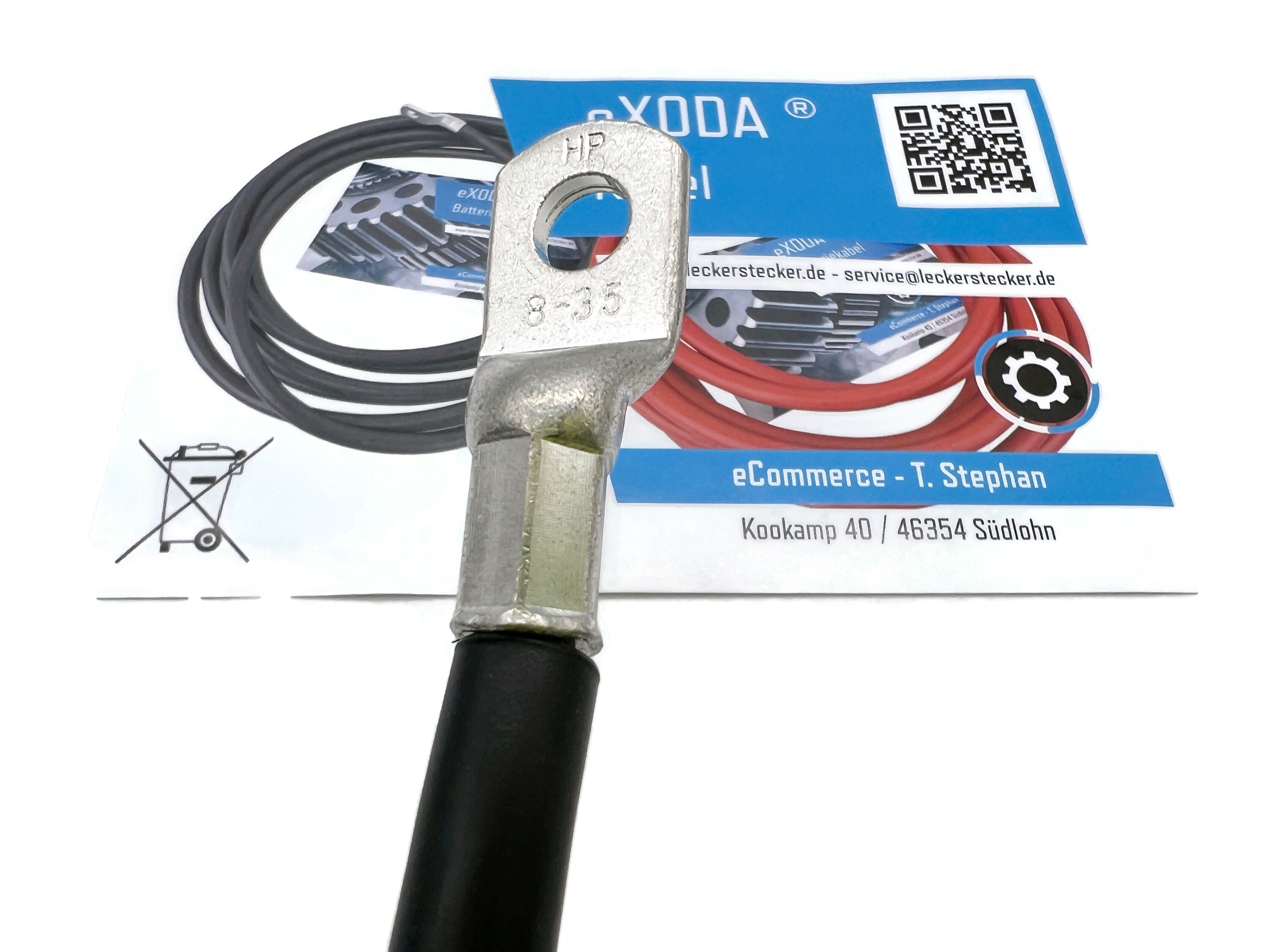 Batteriekabel 35 mm² 200cm M8 Kabelschuhe Schwarz hochwertiges Kupferkabel für Auto Boot Motorrad - Vorschau 2