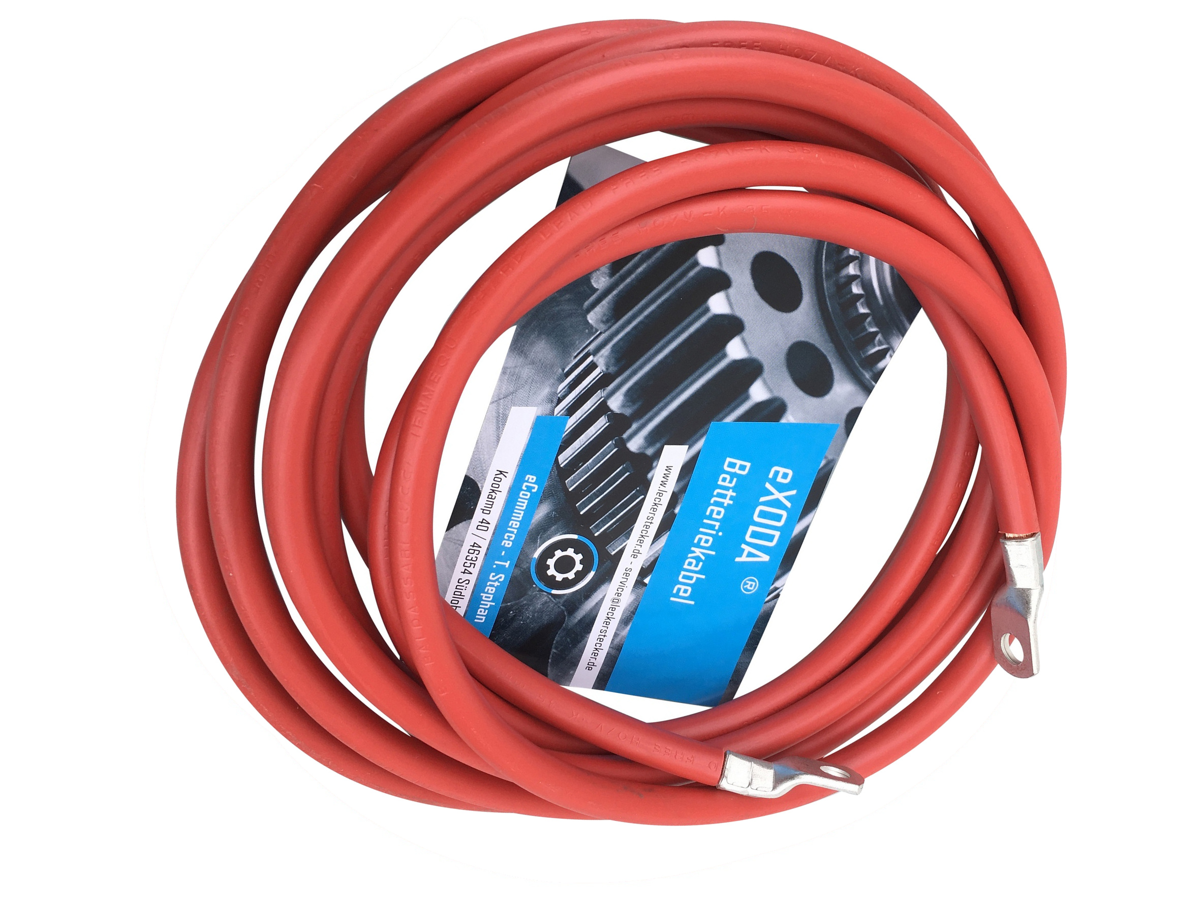Batteriekabel 35 mm² 500cm mit Kabelschuhen M8 Rot - Vorschau 3