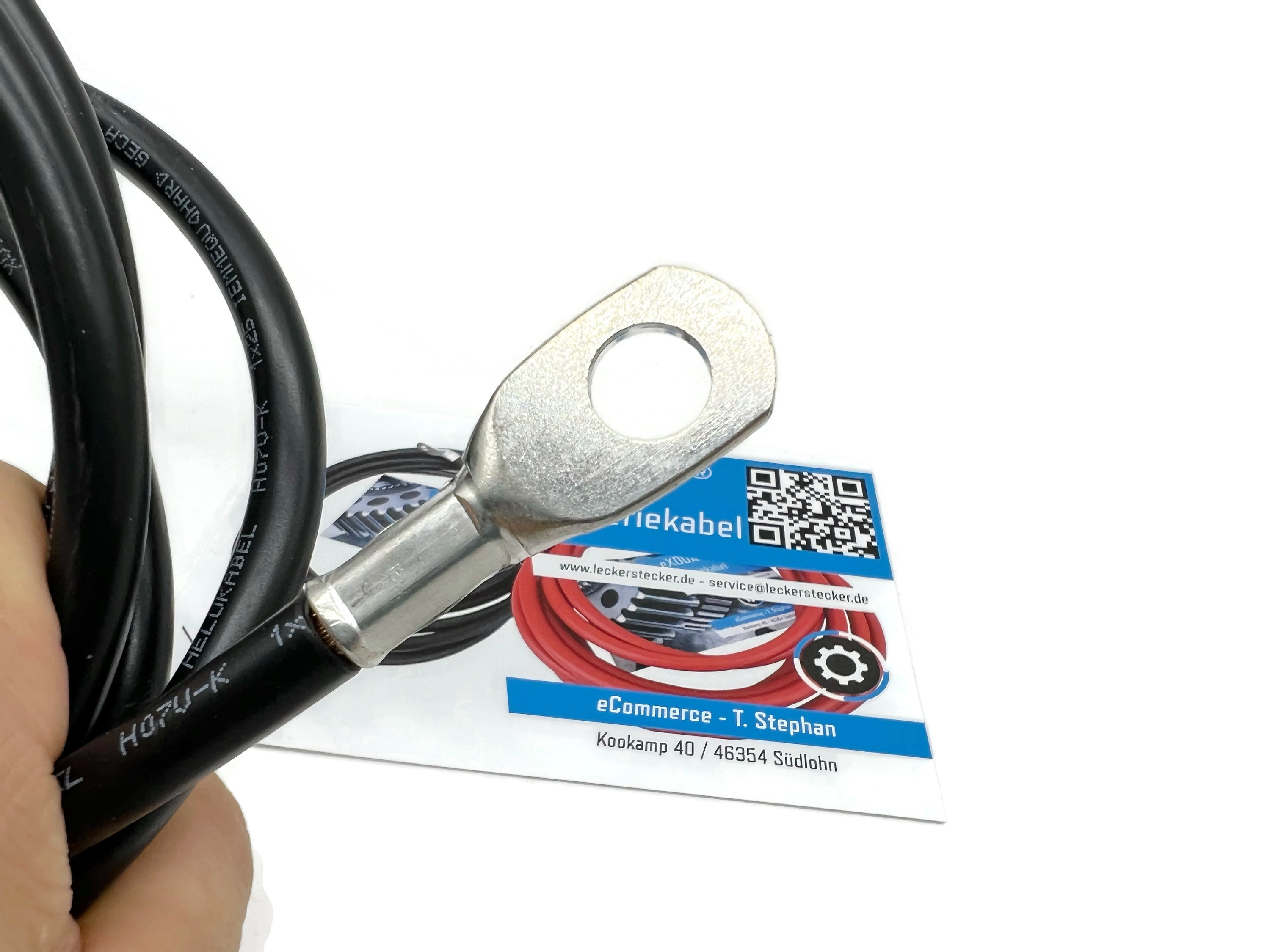 Batteriekabel 25 mm² 200cm M10 Schwarz für KFZ Boot Motorrad flexibel 99,9 Kupfer - Vorschau 5