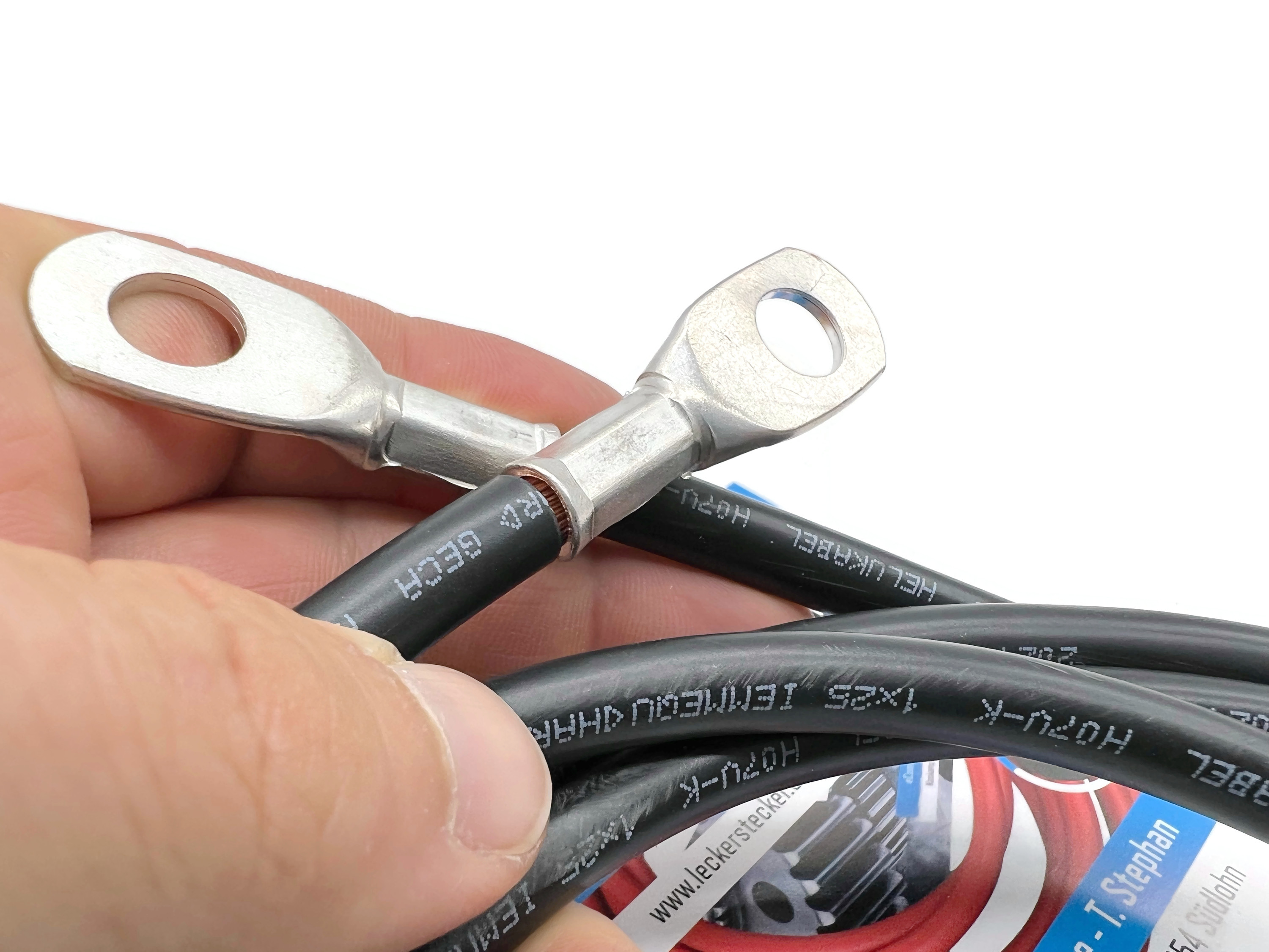 Batteriekabel 25 mm² 200cm M10 Schwarz für KFZ Boot Motorrad flexibel 99,9 Kupfer - Vorschau 2