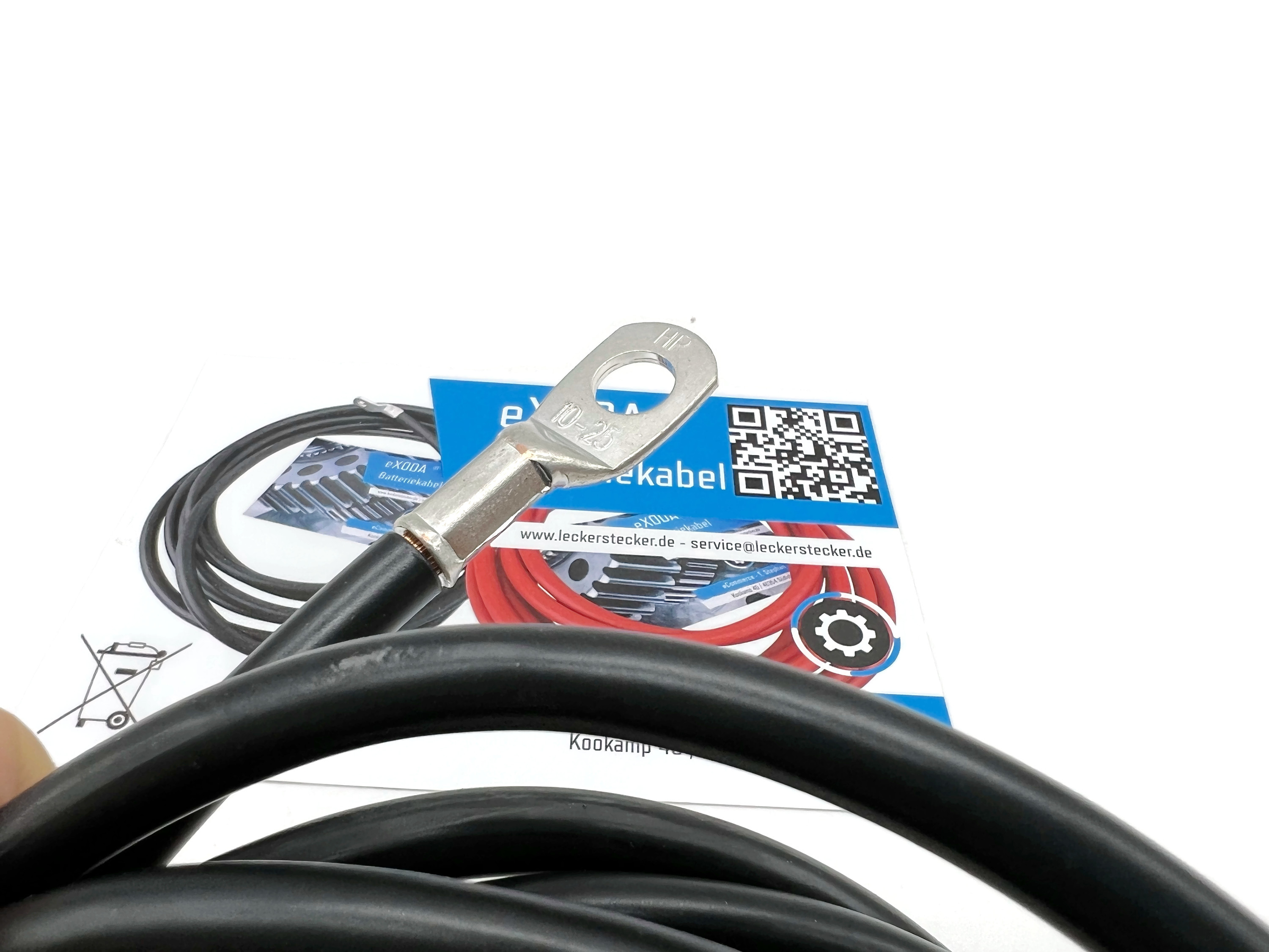 Batteriekabel 25 mm² 200cm M10 Schwarz für KFZ Boot Motorrad flexibel 99,9 Kupfer - Vorschau 3