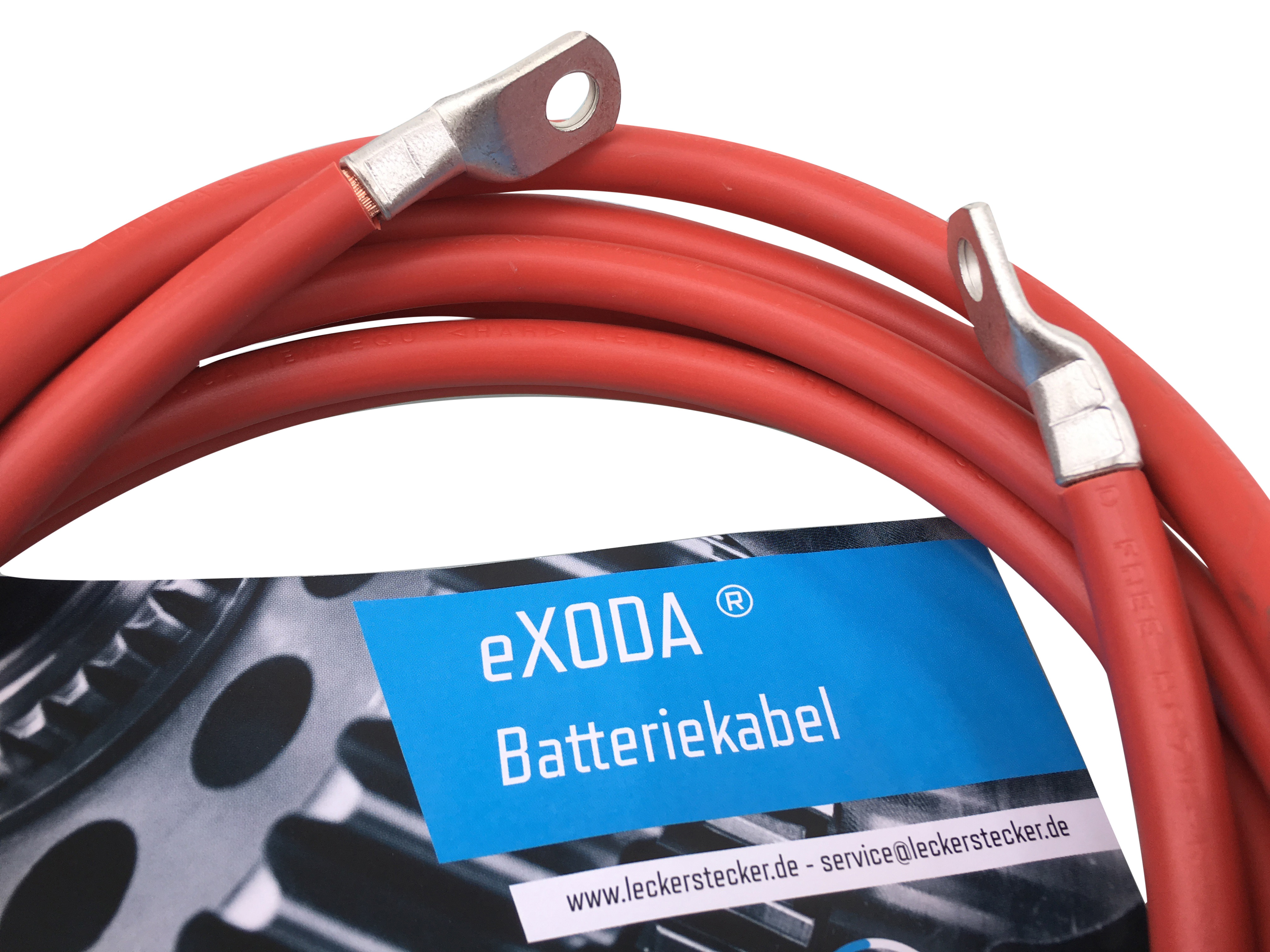 Batteriekabel Set 35 mm² 500cm mit Kabelschuhen M8 Rot und Schwarz - Vorschau 2