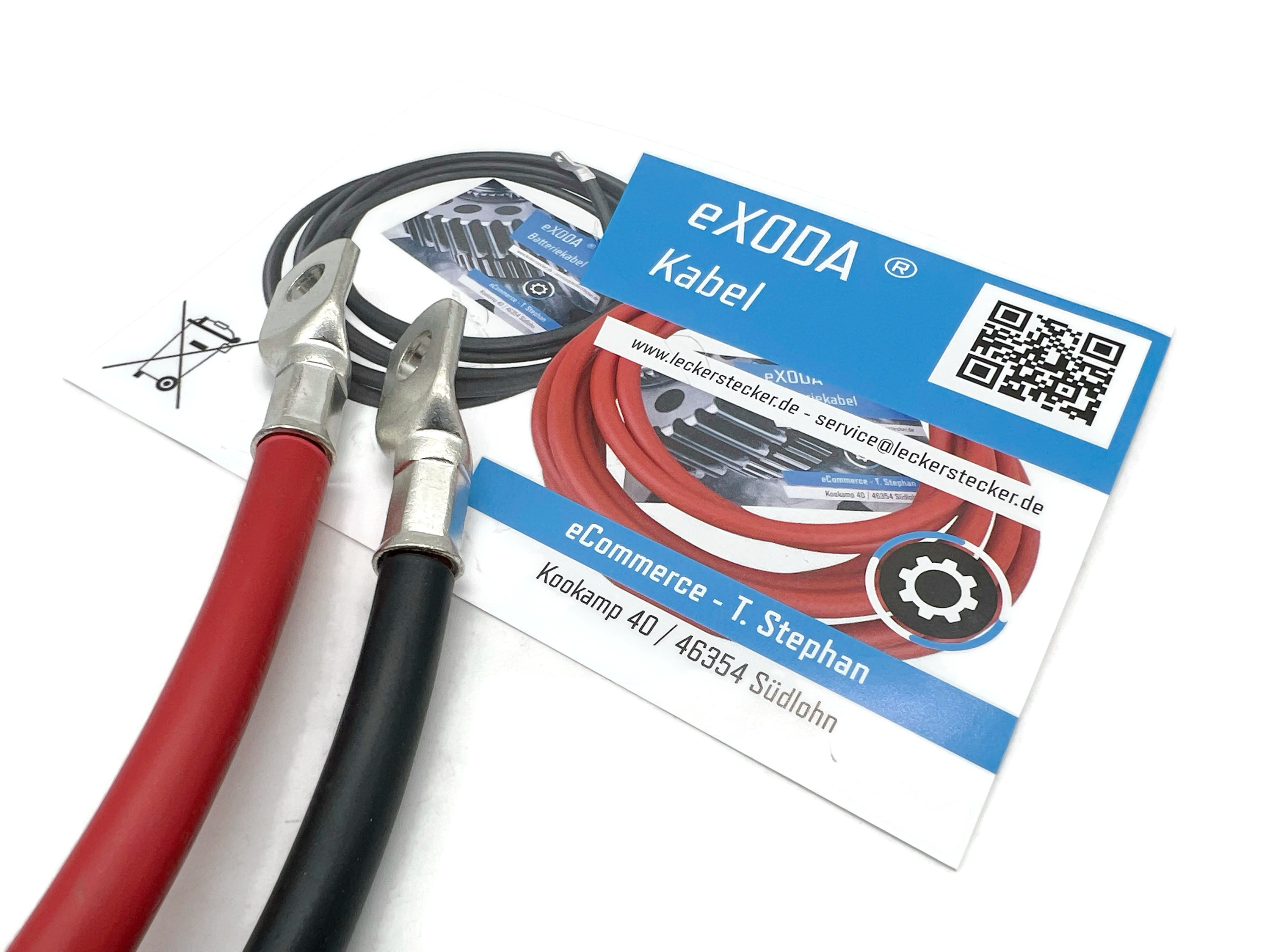 Exoda Batteriekabel Set 35 mm² 200 cm mit M8 Kabelschuhen Rot Schwarz für Auto Boot Motorrad - Vorschau 3