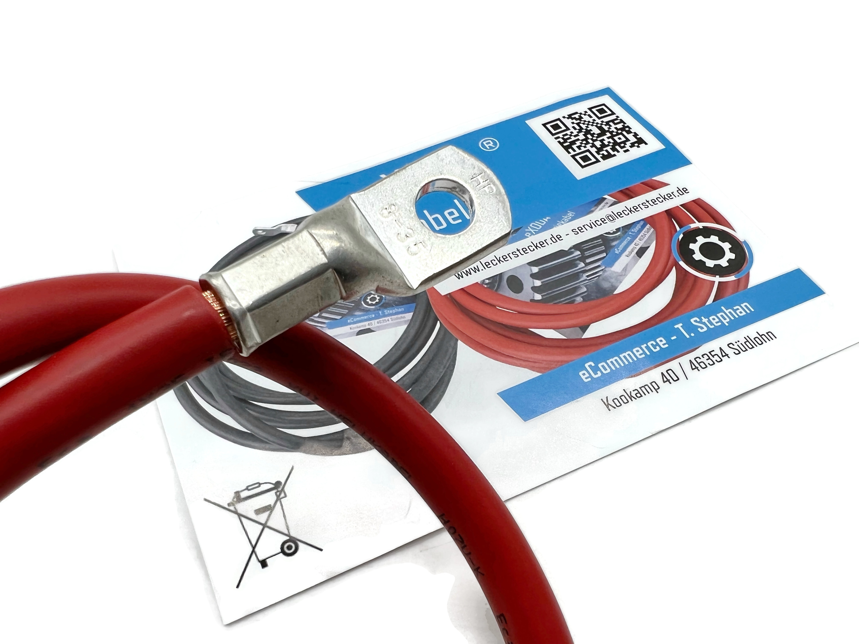 Batteriekabel 35 mm² 50cm mit M8 Kabelschuhen Rot hohe Qualität flexibel max 470A 12V - Vorschau 2