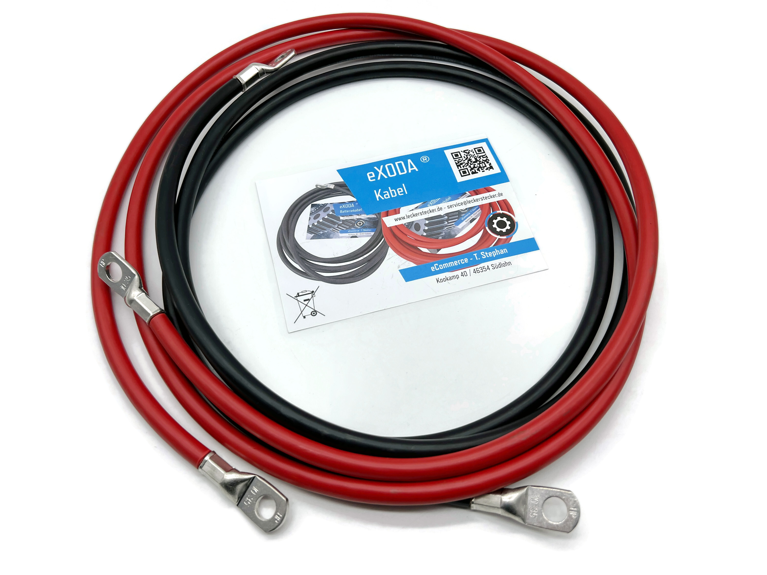 Batteriekabel Set 200 cm 35 mm² M10 Kabelschuhe Rot Schwarz flexibel hochwertig - Vorschau 2