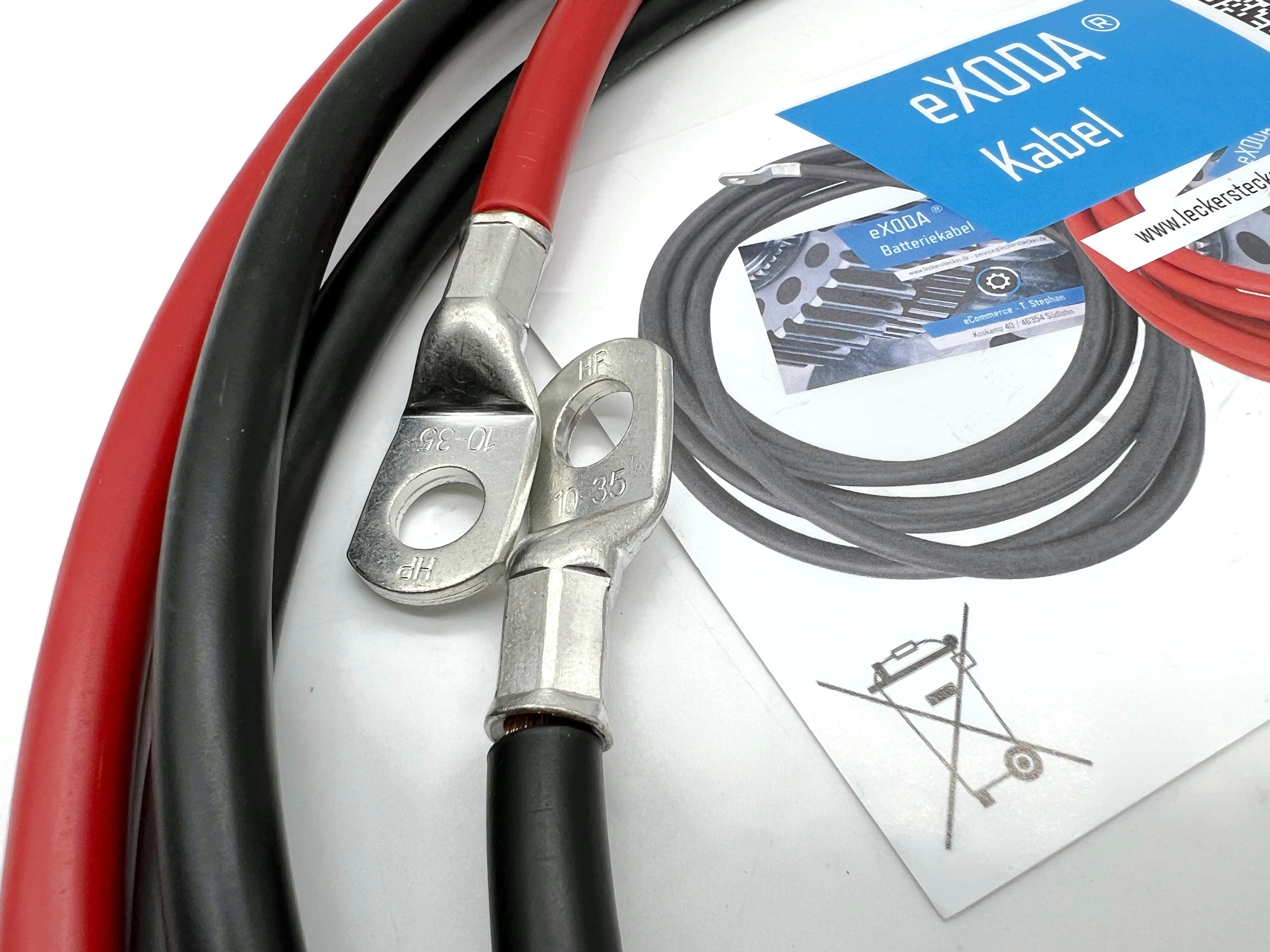 Batteriekabel Set 200 cm 35 mm² M10 Kabelschuhe Rot Schwarz flexibel hochwertig - Vorschau 5
