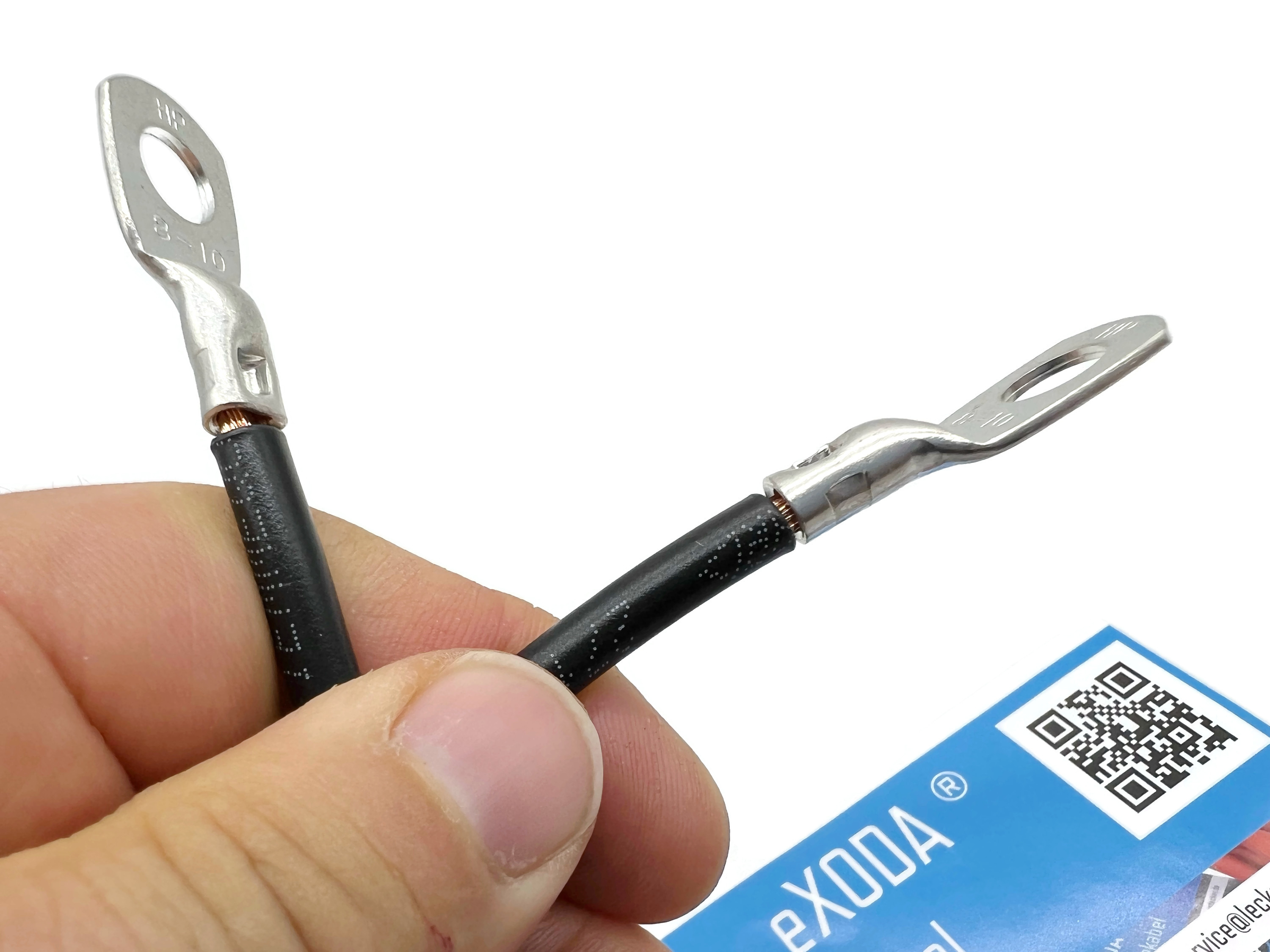 Batteriekabel 10 mm² 200cm M8 Schwarz für flexiblen Einsatz im Auto Boot Motorrad - Vorschau 3
