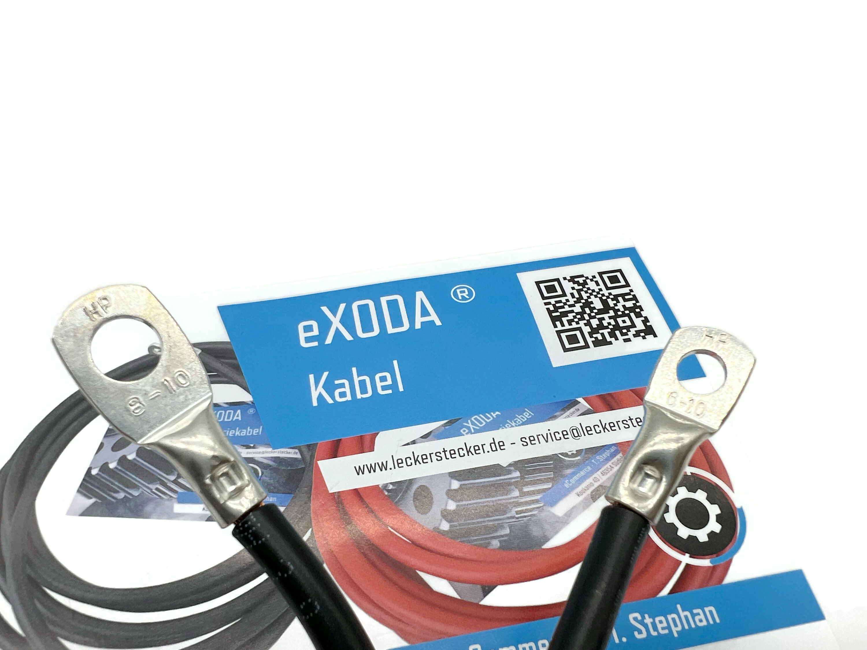 Batteriekabel 10 mm² 50cm Kabelschuhe M6 und M8 Schwarz - Vorschau 2