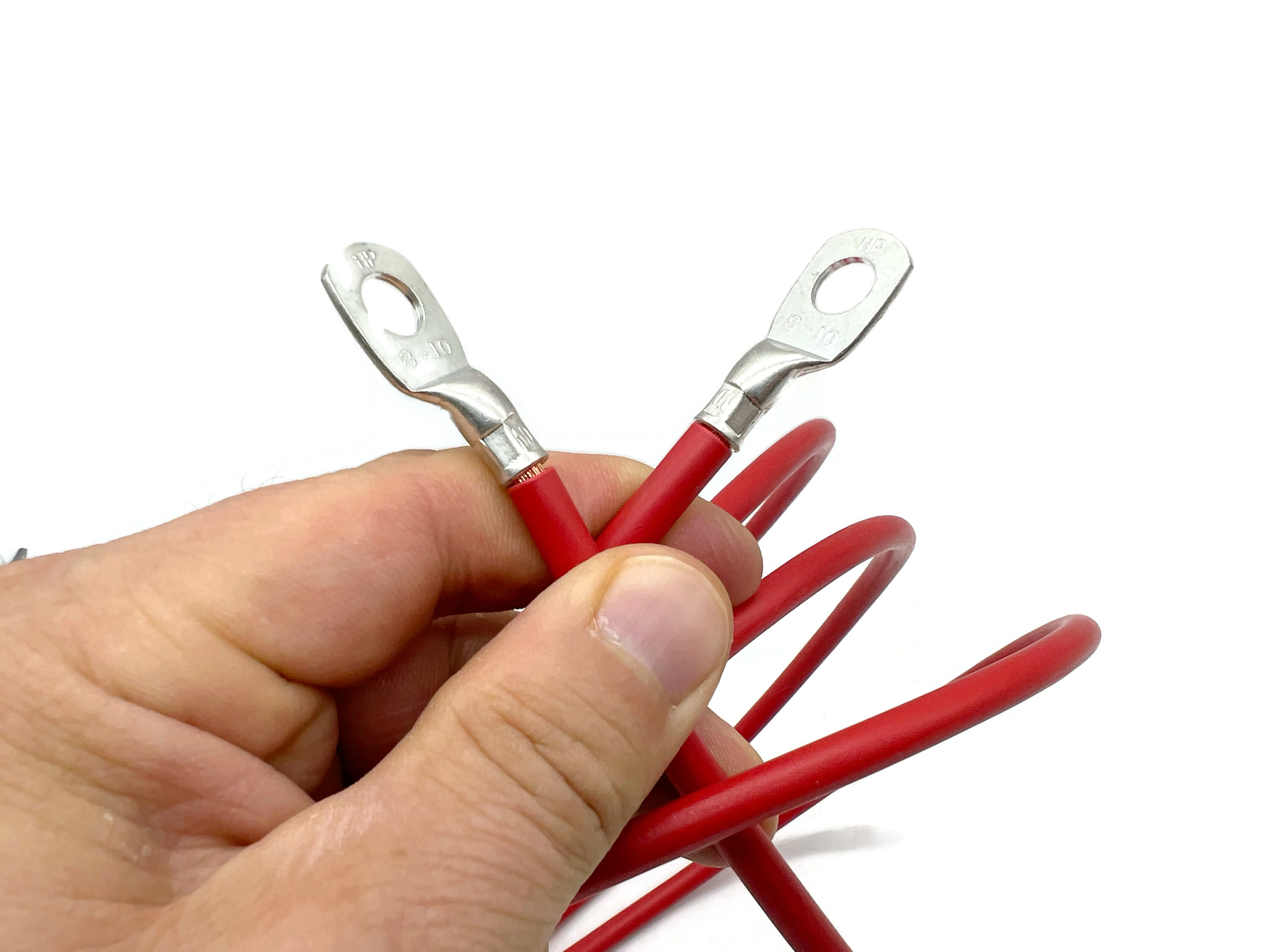 Batteriekabel 10 mm² 200cm mit Kabelschuhen M8 Rot für Auto Motorrad Boot flexibel bis 34A - Vorschau 5