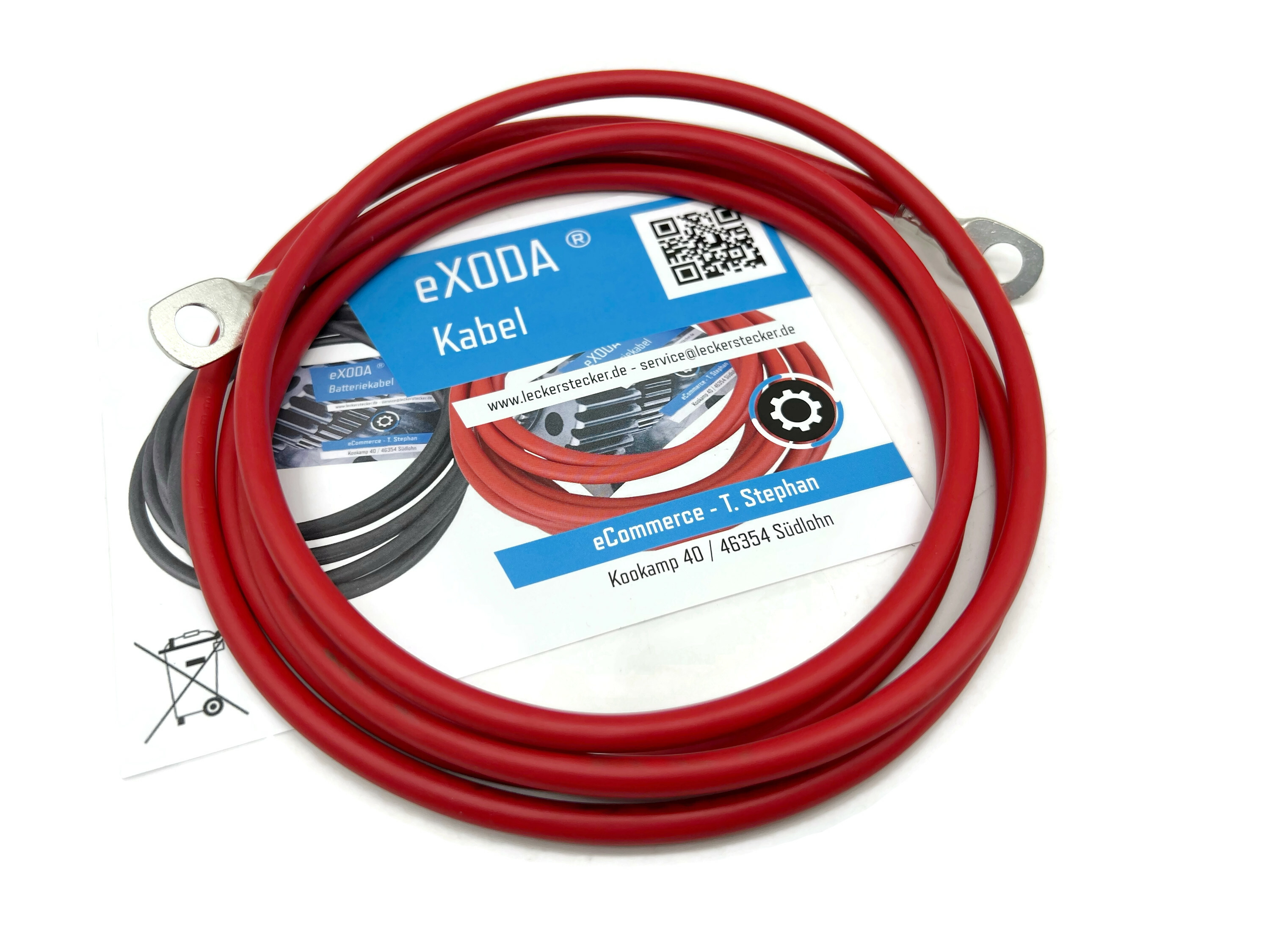 Batteriekabel 10 mm² 200cm mit Kabelschuhen M8 Rot für Auto Motorrad Boot flexibel bis 34A - Vorschau 2