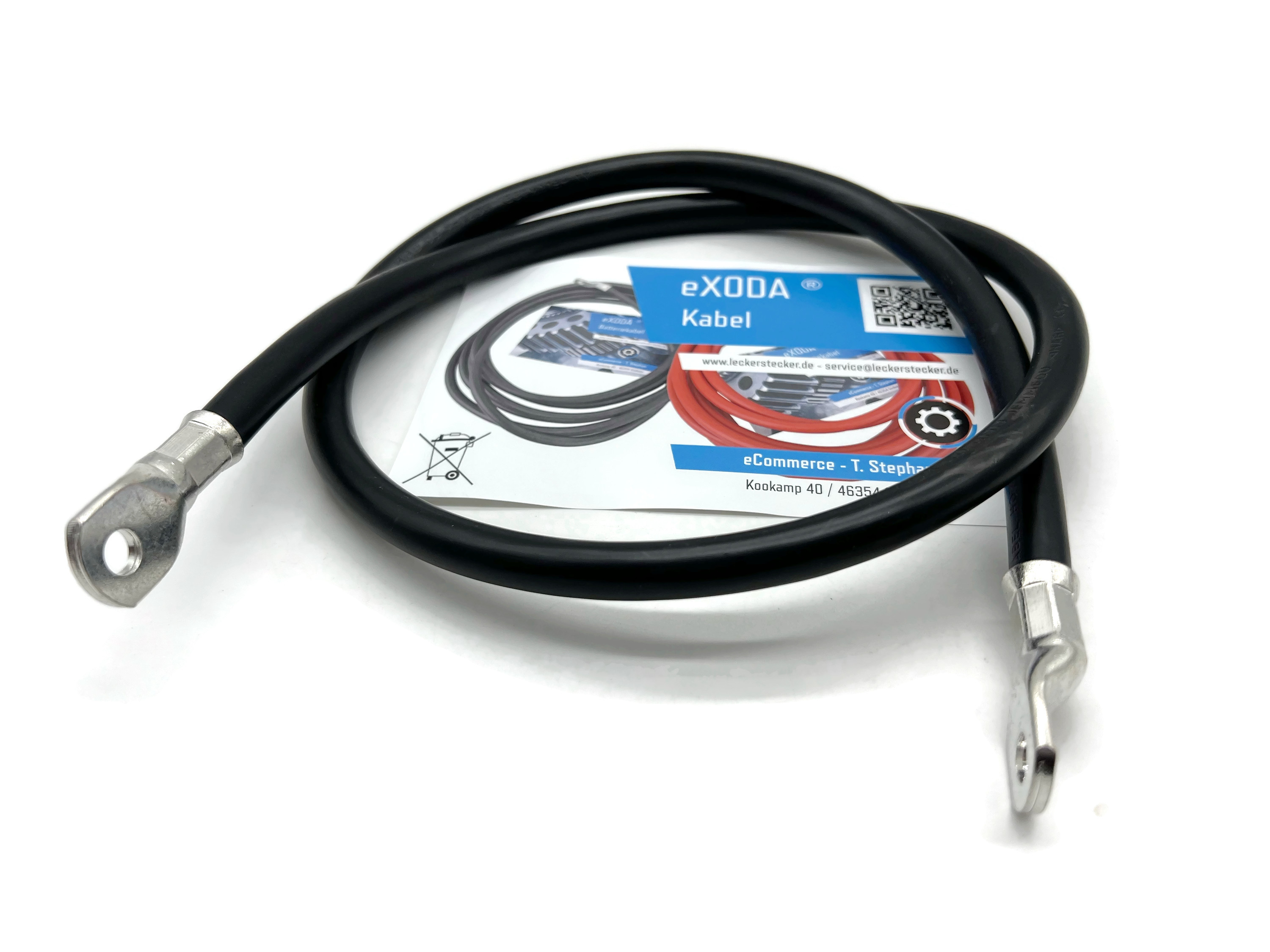 Batteriekabel 50 mm² 100cm M8 Kabelschuhe Schwarz Hochwertiges Stromkabel 4032 Watt 336A