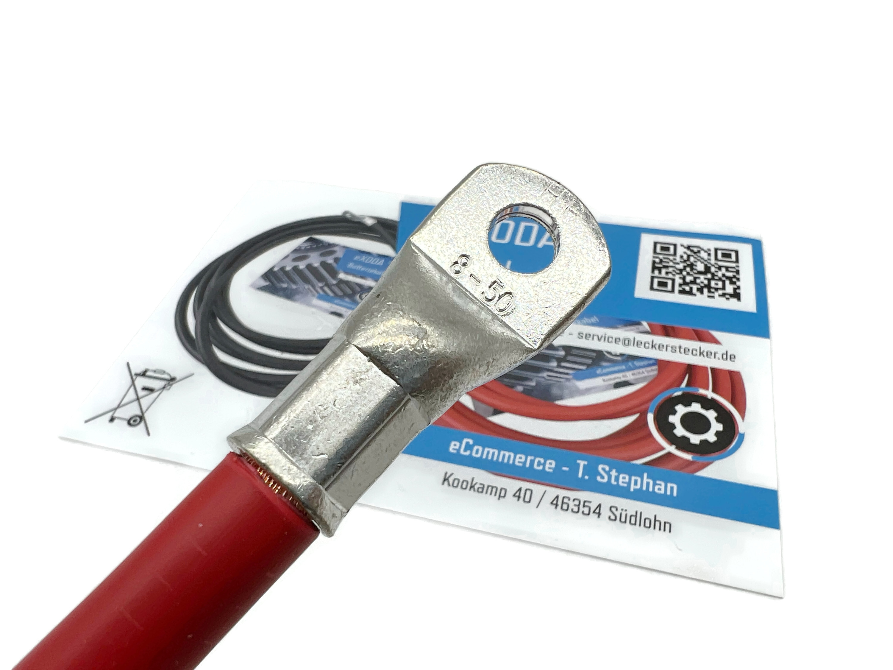 50mm² Batteriekabel 50cm M8 Kabelschuhe rot 99 Prozent Kupfer 8064 Watt 672A 12V - Vorschau 4