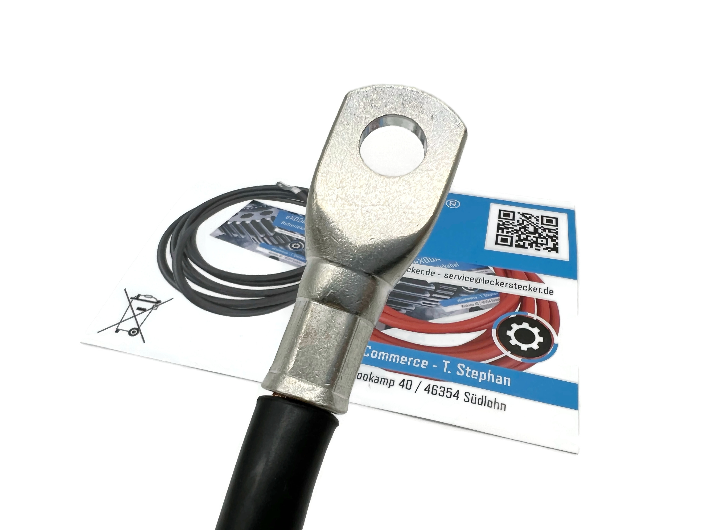 Hochleistungsbatteriekabel 50 mm² 50cm M10 Schwarz flexibel ideal für Autos Motorräder Boote - Vorschau 4