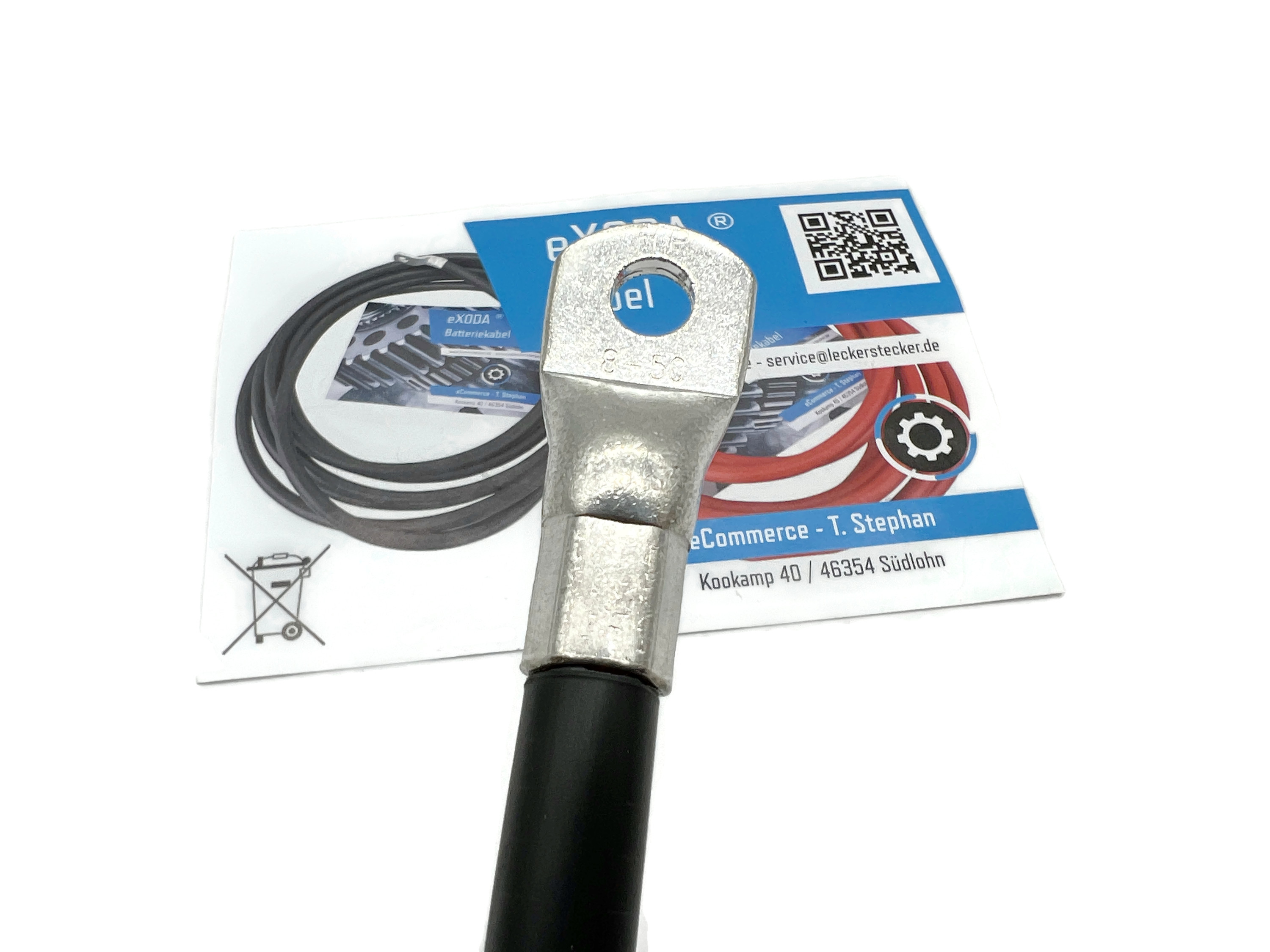 Batteriekabel schwarz 50 mm² 50cm mit M8 und M10 Kabelschuh für Stromverbindungen in Fahrzeugen - Vorschau 2