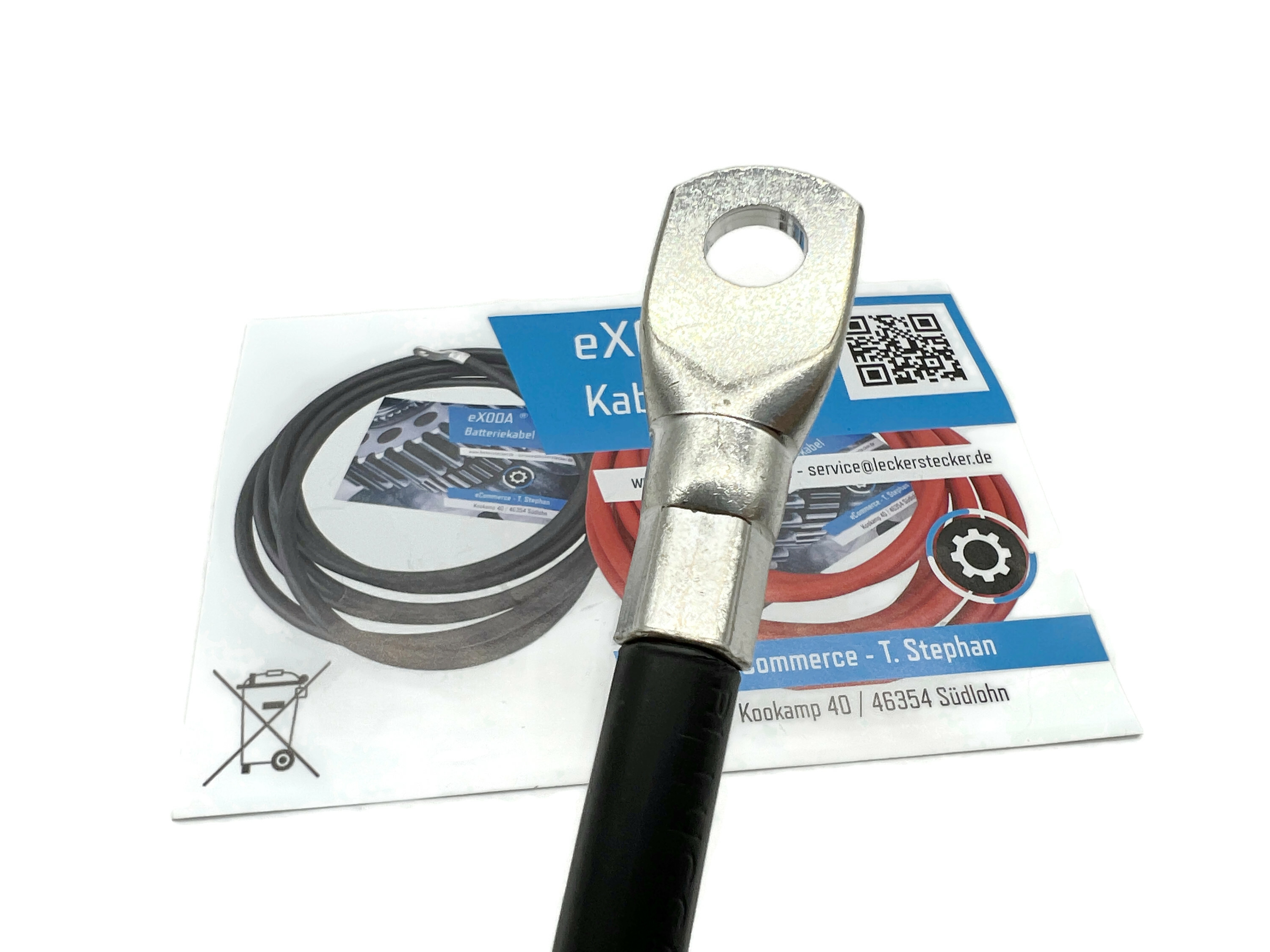 Batteriekabel schwarz 50 mm² 50cm mit M8 und M10 Kabelschuh für Stromverbindungen in Fahrzeugen - Vorschau 4