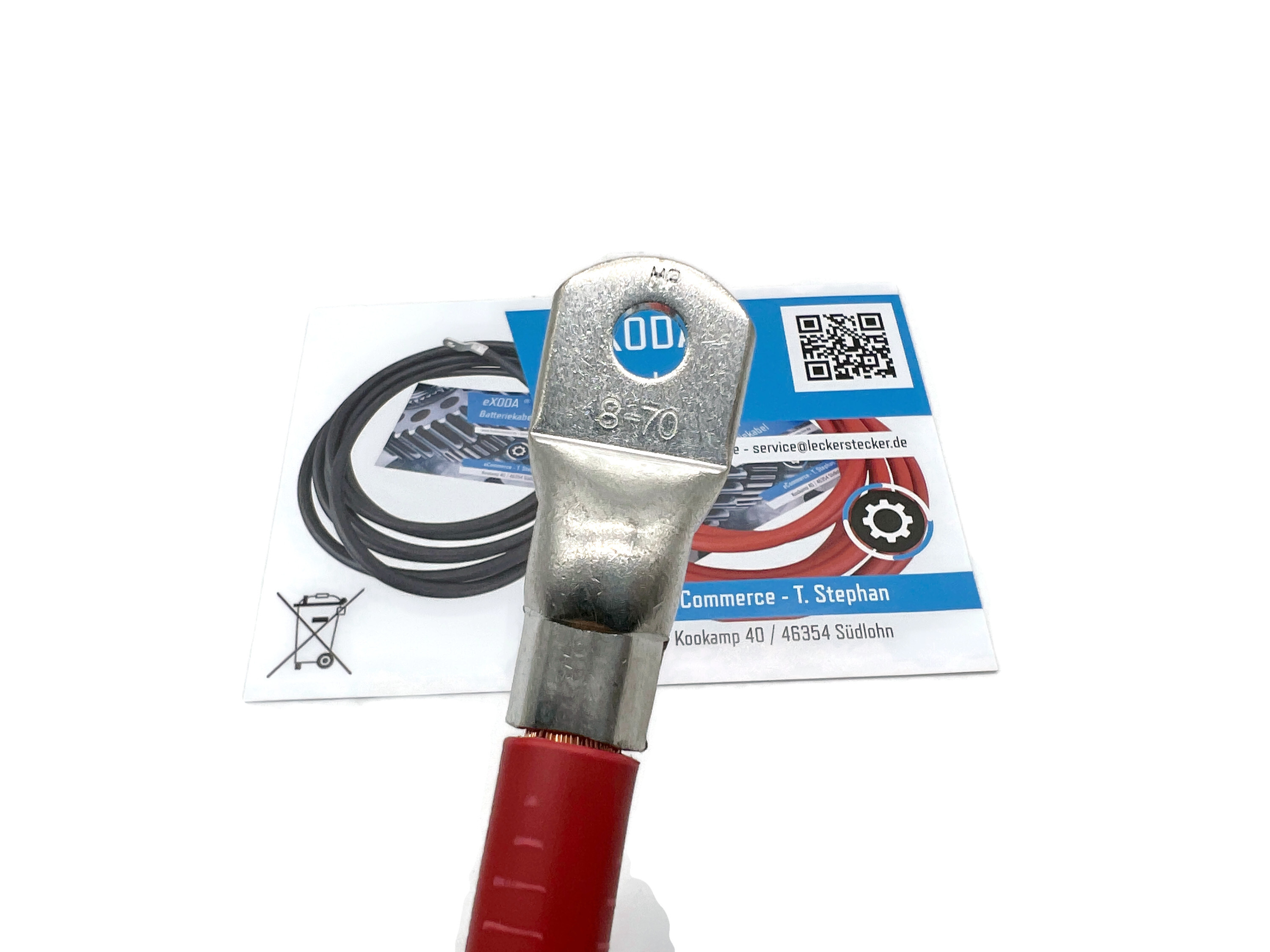 70 mm² Batteriekabel 50cm M8 Kabelschuhe Rot 99 Prozent Kupfer für Auto Boot Motorrad - Vorschau 4