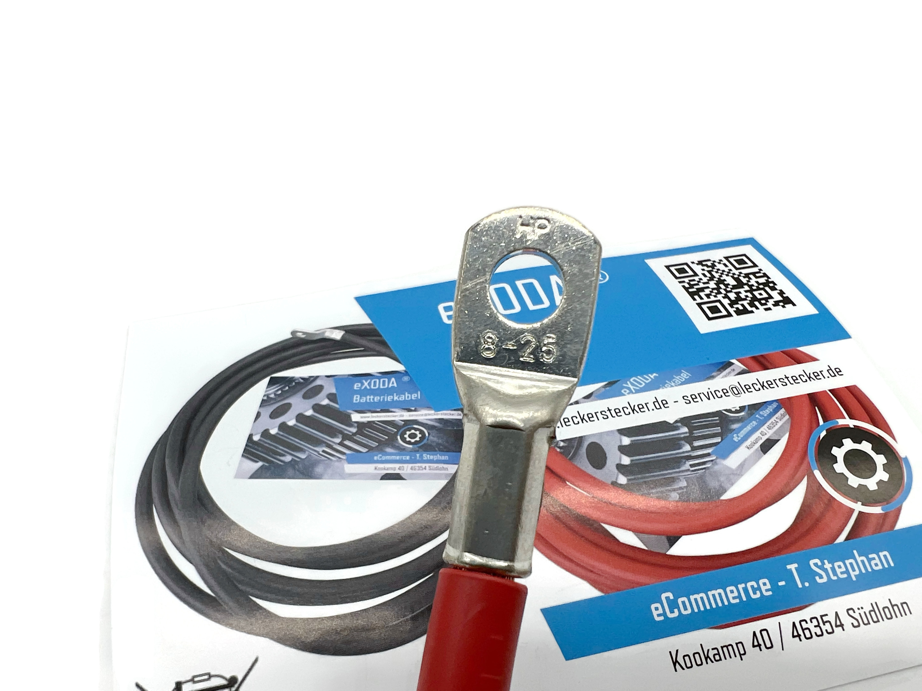 Batteriekabel 25 mm² 30cm Kabelschuhe M6 und M8 Rot - Vorschau 2