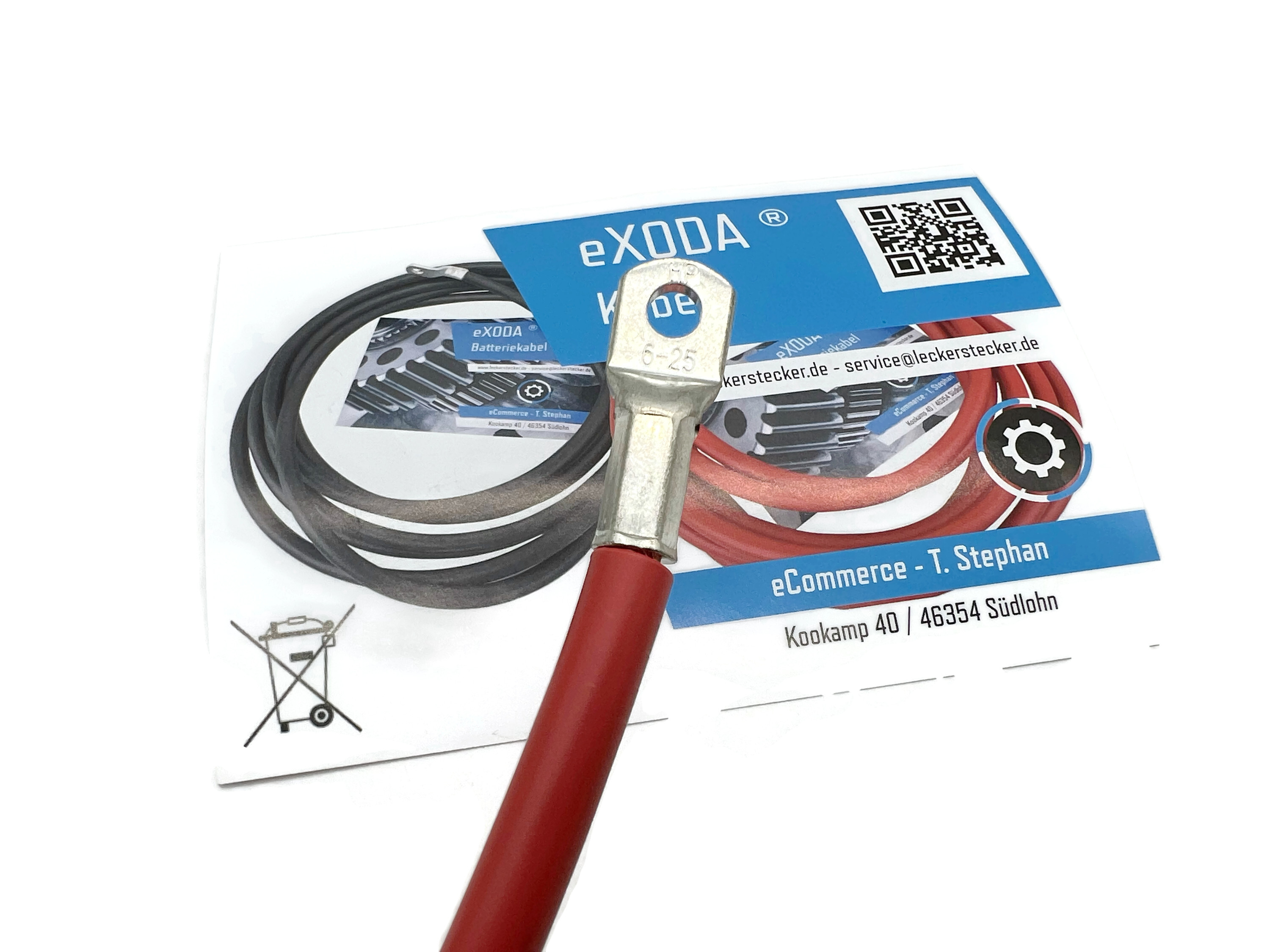 Batteriekabel 25 mm² 30cm Kabelschuhe M6 und M8 Rot - Vorschau 4
