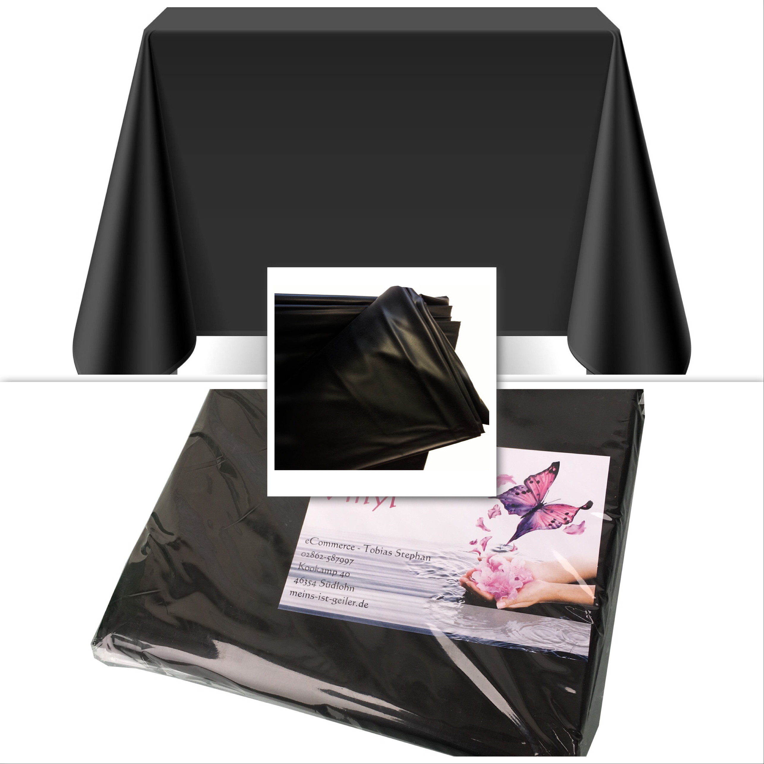 Tischdecke eckig Deko aus schwarzem Vinyl abwaschbar wasserdicht und zuschneidbar 0 2mm - Vorschau 7