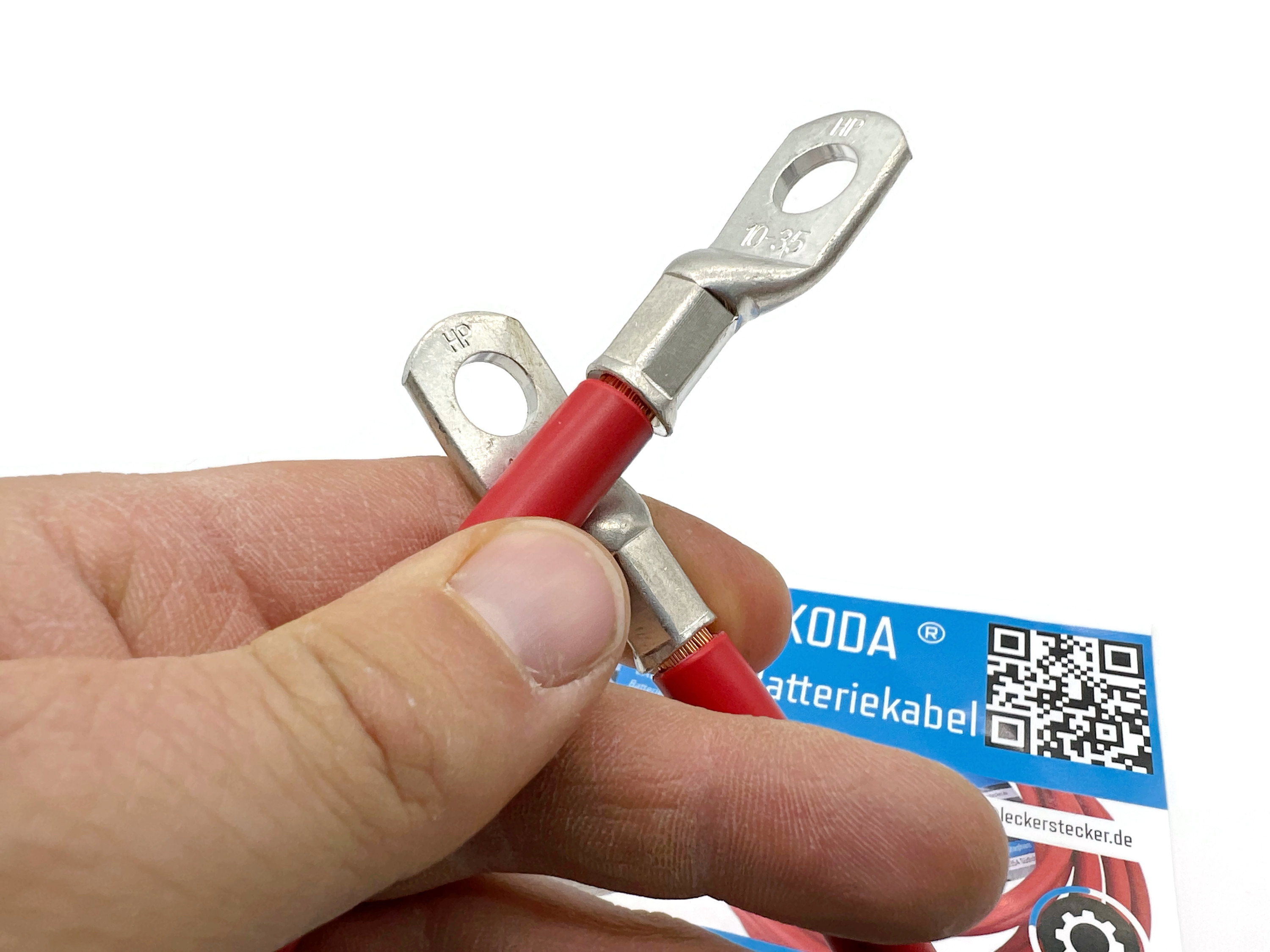 Batteriekabel 35 mm² 50cm mit M10 Kabelschuhen Rot für Auto Motorrad Boot KFZ  hohe Flexibilität - Vorschau 2