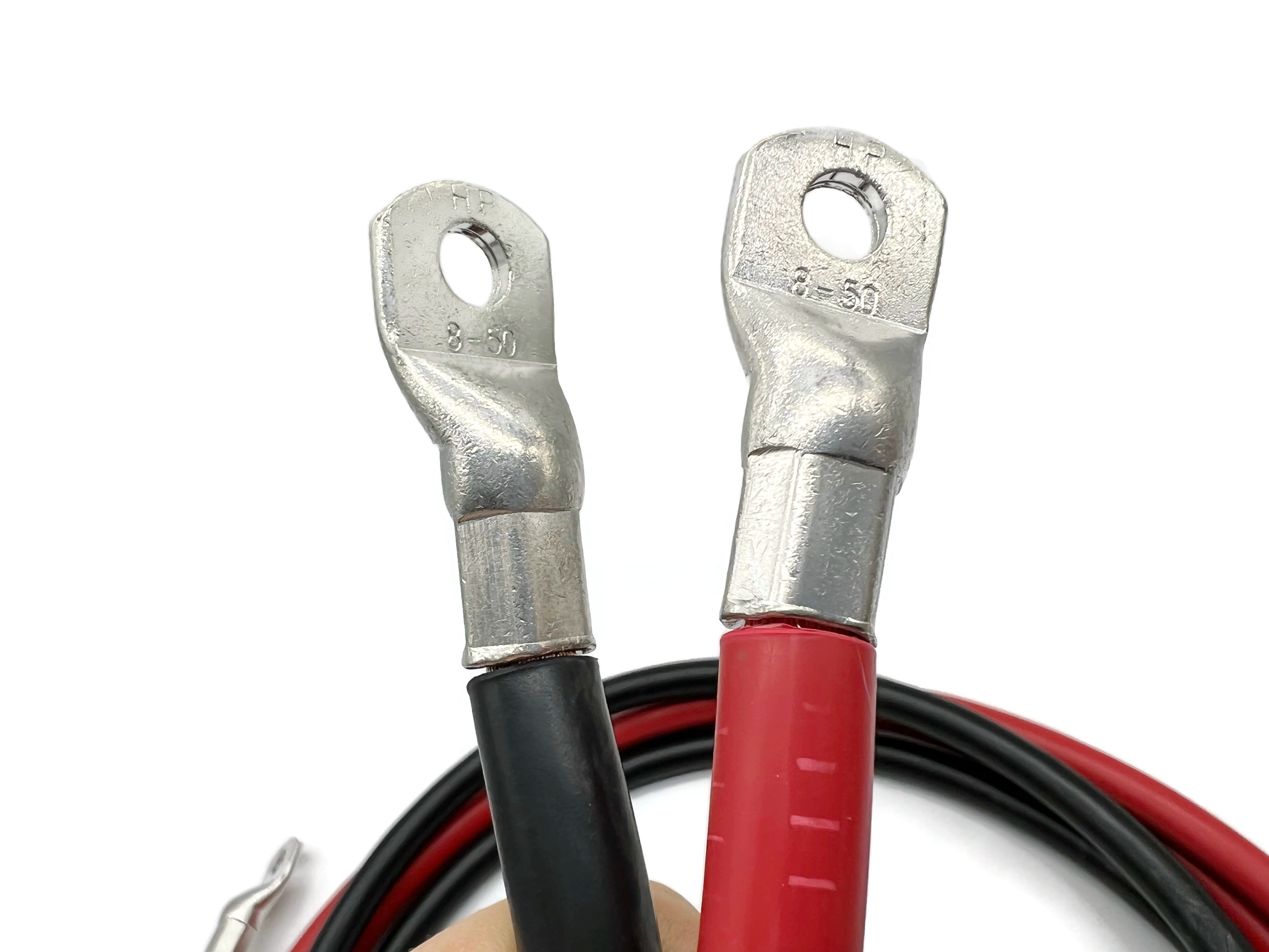 Batteriekabel Set 50 mm² 200cm mit M8 Kabelschuhen Rot Schwarz hohe Qualität flexibel - Vorschau 4
