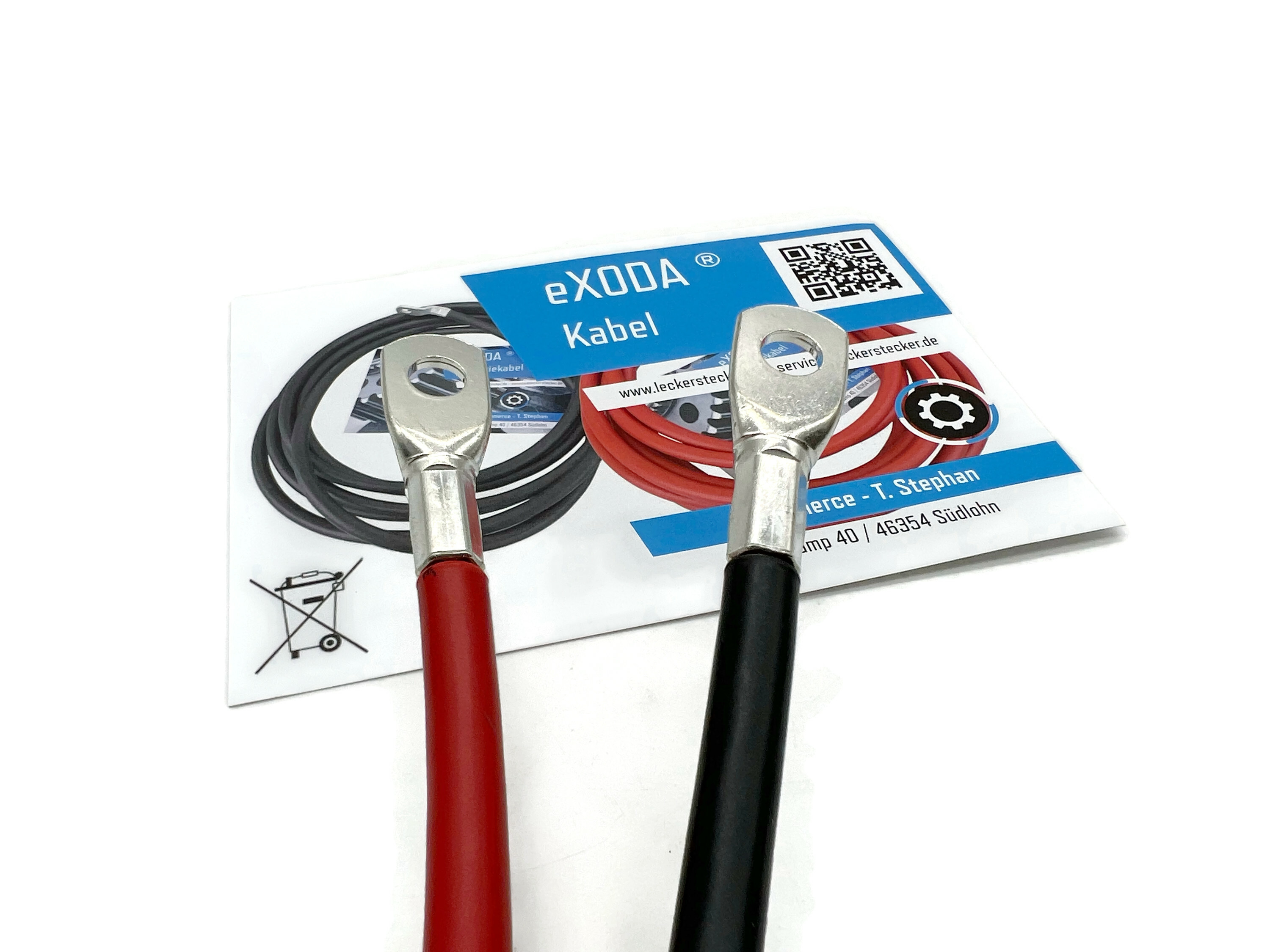 Batteriekabel Set 25 mm² 50cm M8 Kabelschuhe Rot Schwarz für Auto Boot Motorrad - Vorschau 3