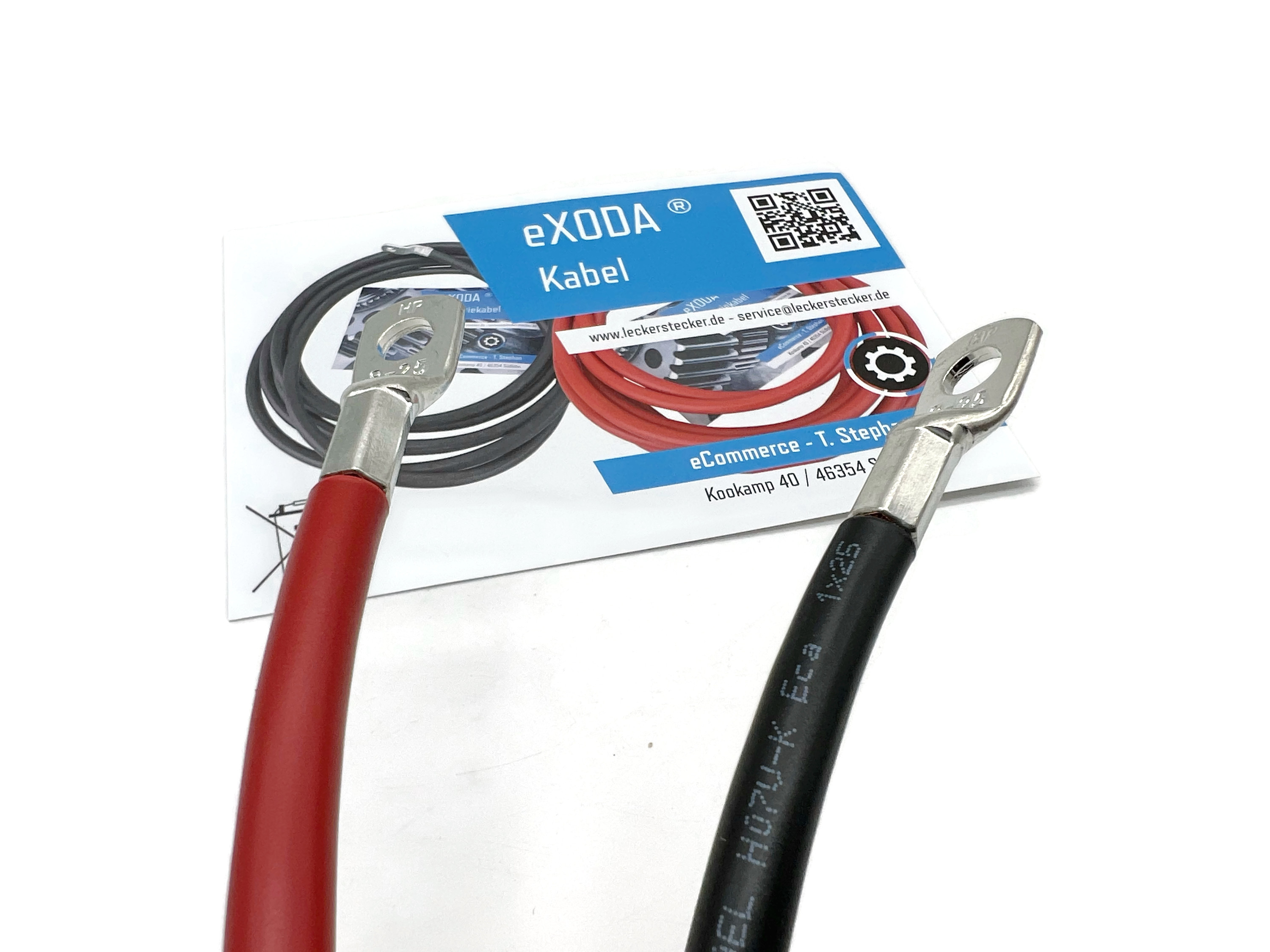Batteriekabel Set 25 mm² 50cm M8 Kabelschuhe Rot Schwarz für Auto Boot Motorrad - Vorschau 4