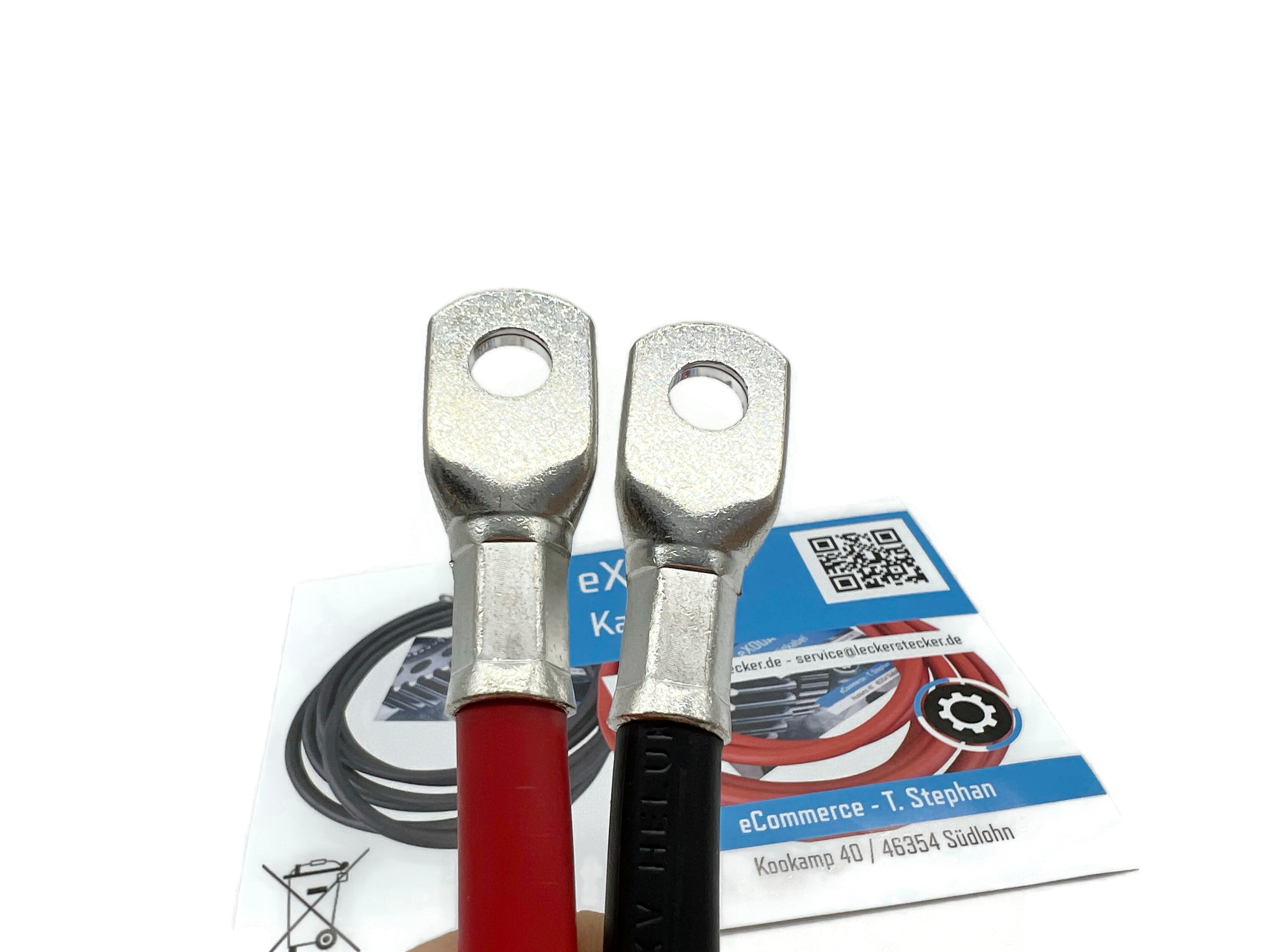 Batteriekabel Set 35 mm² 50cm mit M8 Kabelschuhen Rot Schwarz 99 Kupfer hitzebeständig bis 70 Grad - Vorschau 2
