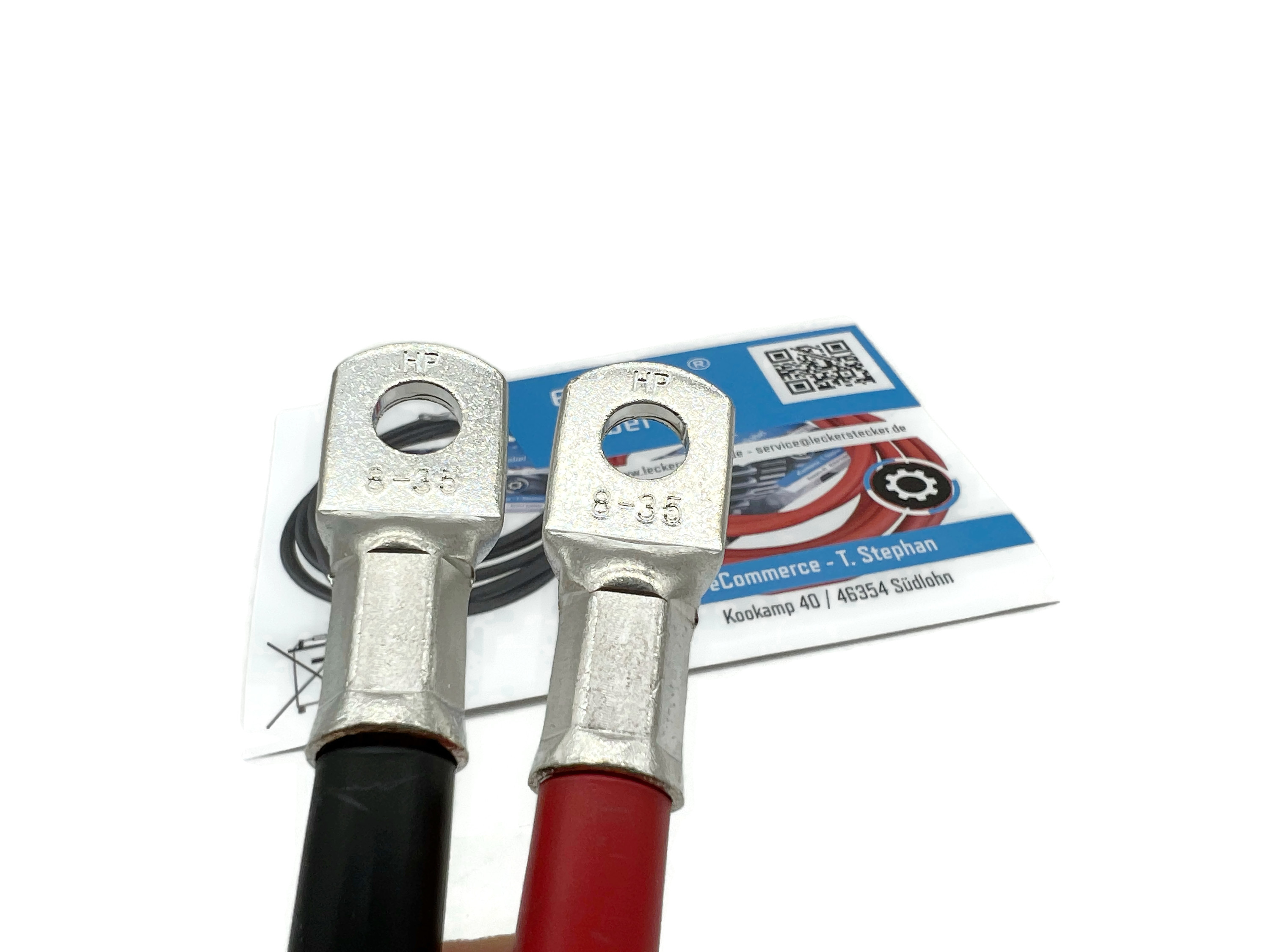 Batteriekabel Set 35 mm² 50cm mit M8 Kabelschuhen Rot Schwarz 99 Kupfer hitzebeständig bis 70 Grad - Vorschau 4