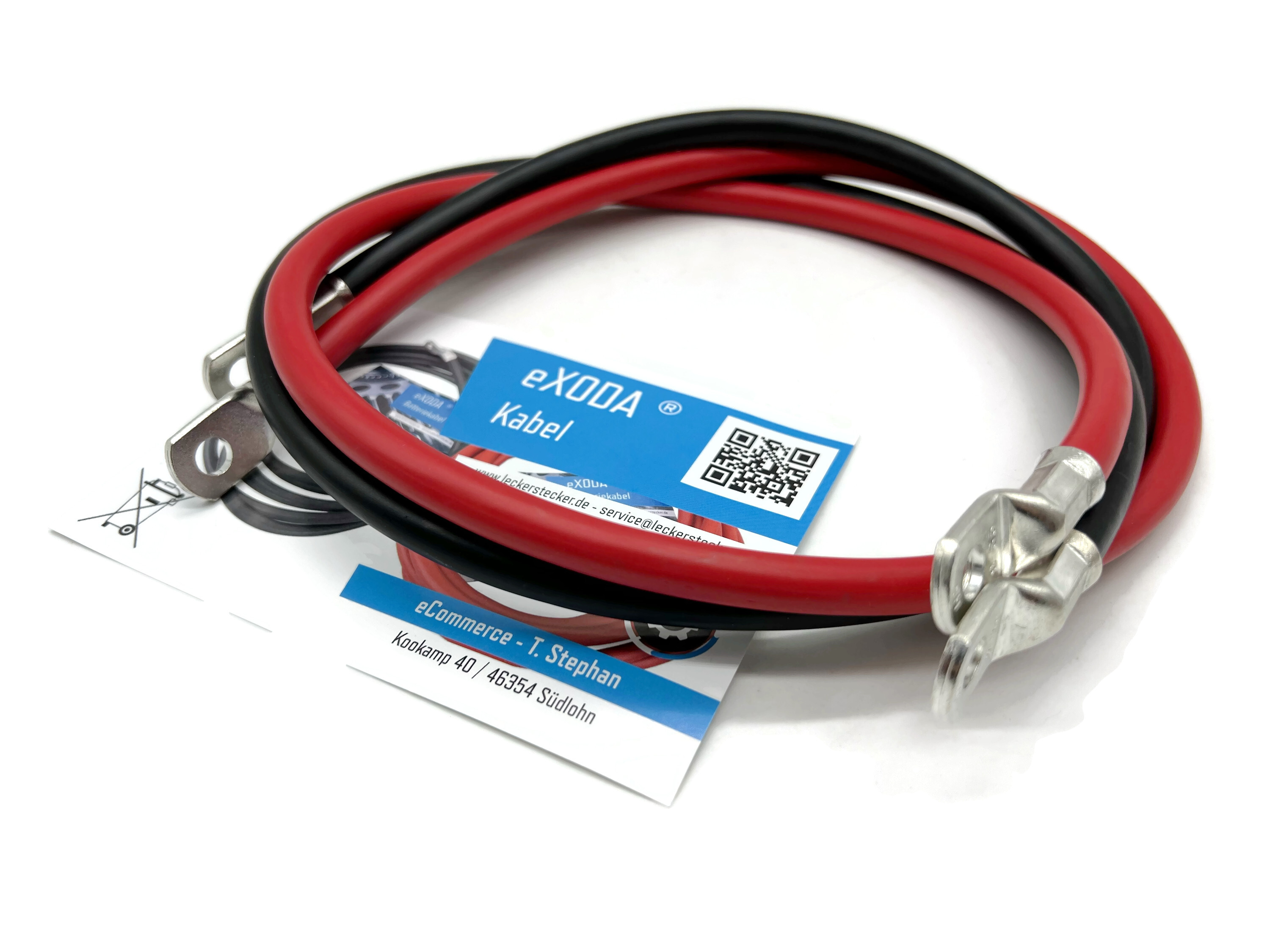 Batteriekabel Set 35 mm² 100cm M6 Kabelschuhe Rot Schwarz hohe Flexibilität 99 Kupfer - Vorschau 2
