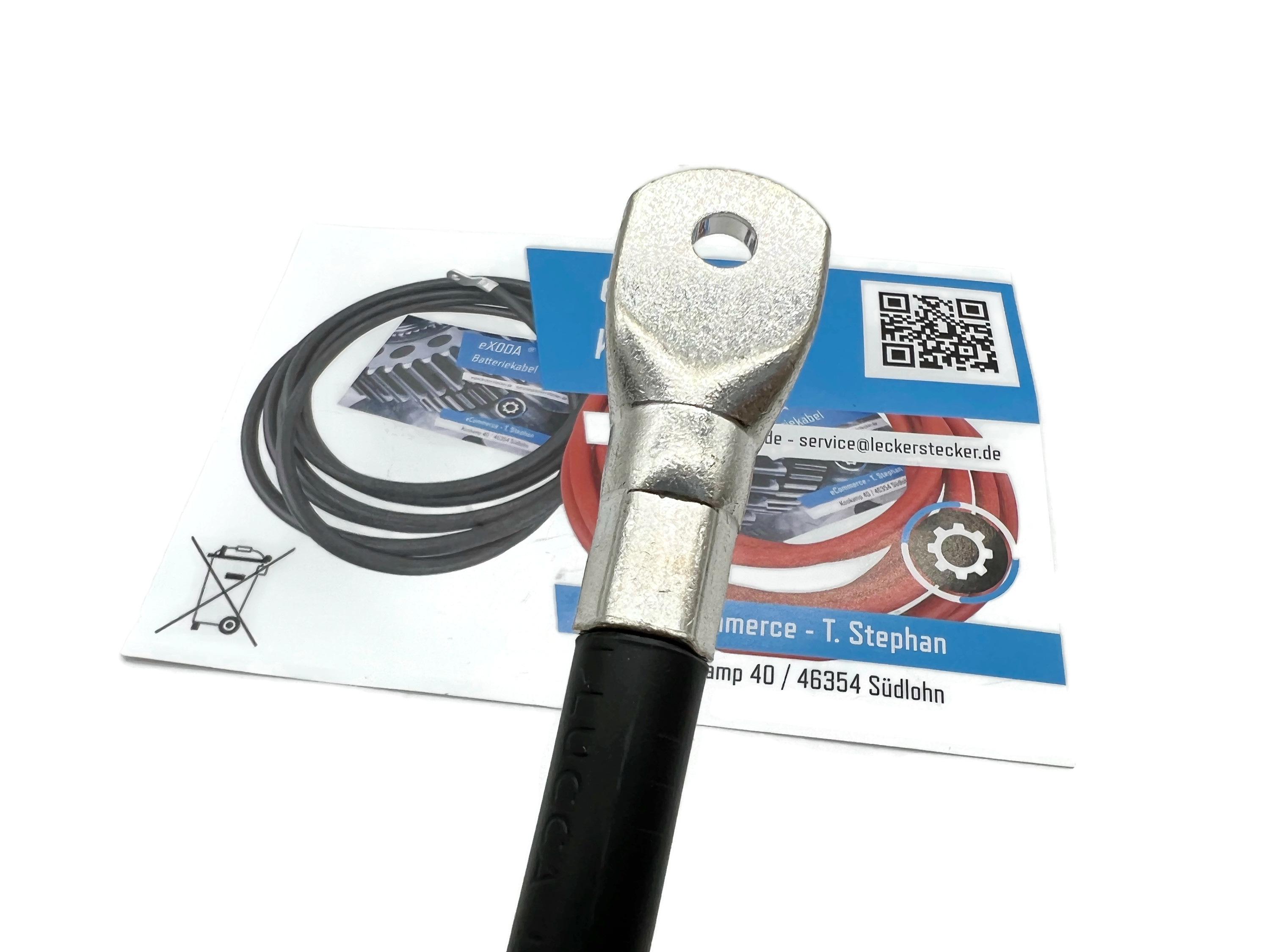 Batteriekabel 50 mm² 50cm M6 Schwarz für Autos Boote Motorräder flexibel zuverlässig - Vorschau 2