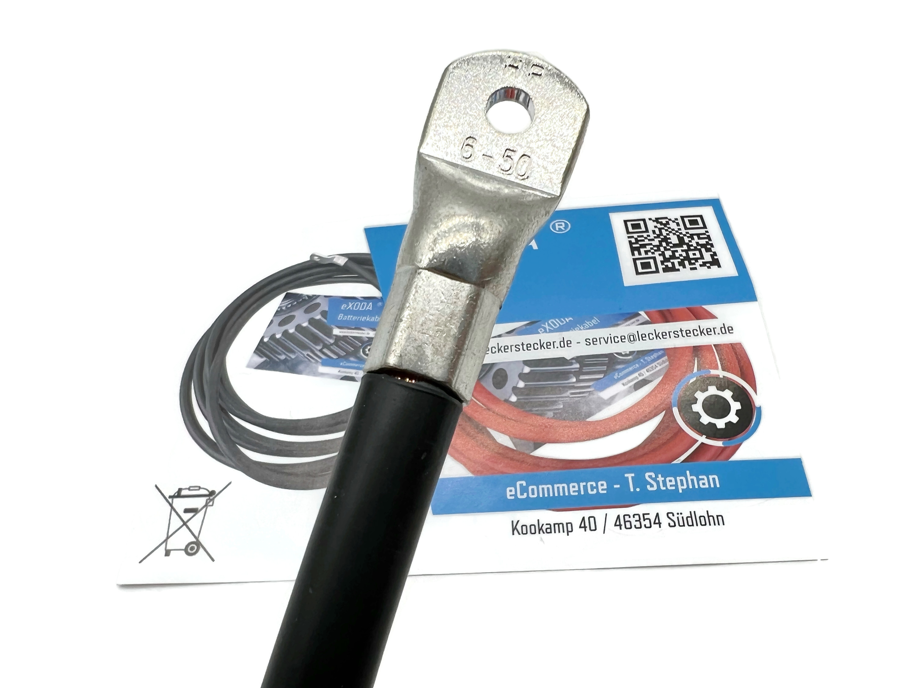 Batteriekabel 50 mm² 50cm M6 Schwarz für Autos Boote Motorräder flexibel zuverlässig - Vorschau 3