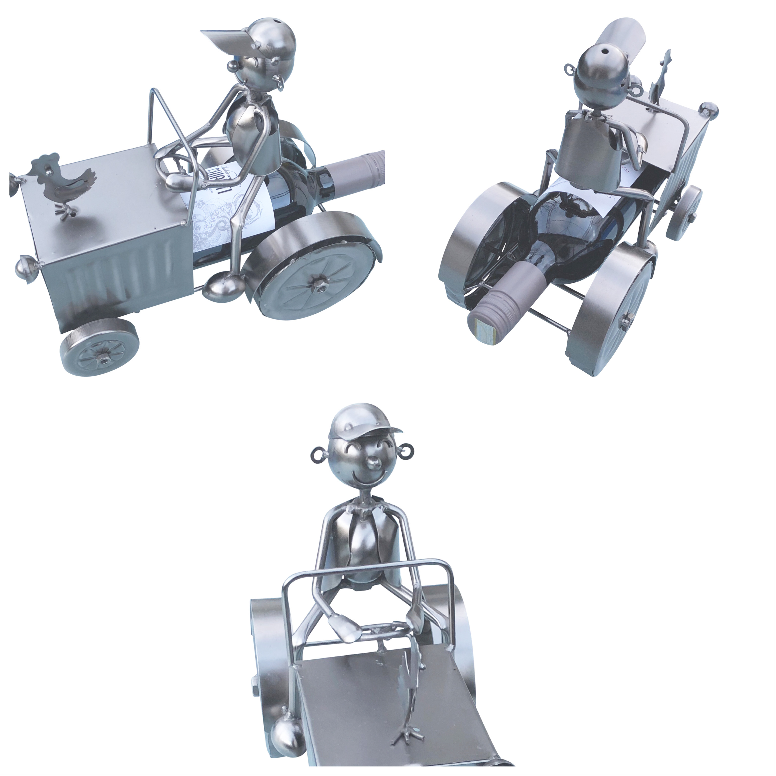 Weinflaschenhalter Traktor Michi Metall Figuren Trecker Design Deko - Vorschau 2