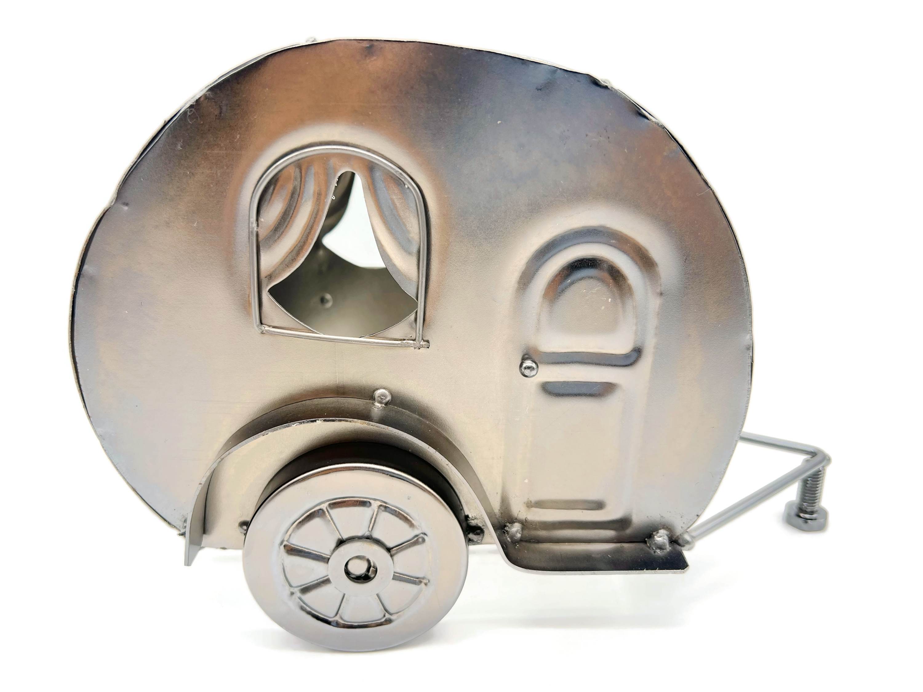 Weinflaschenhalter Metall Figuren Skulptur Campingwagen Deko