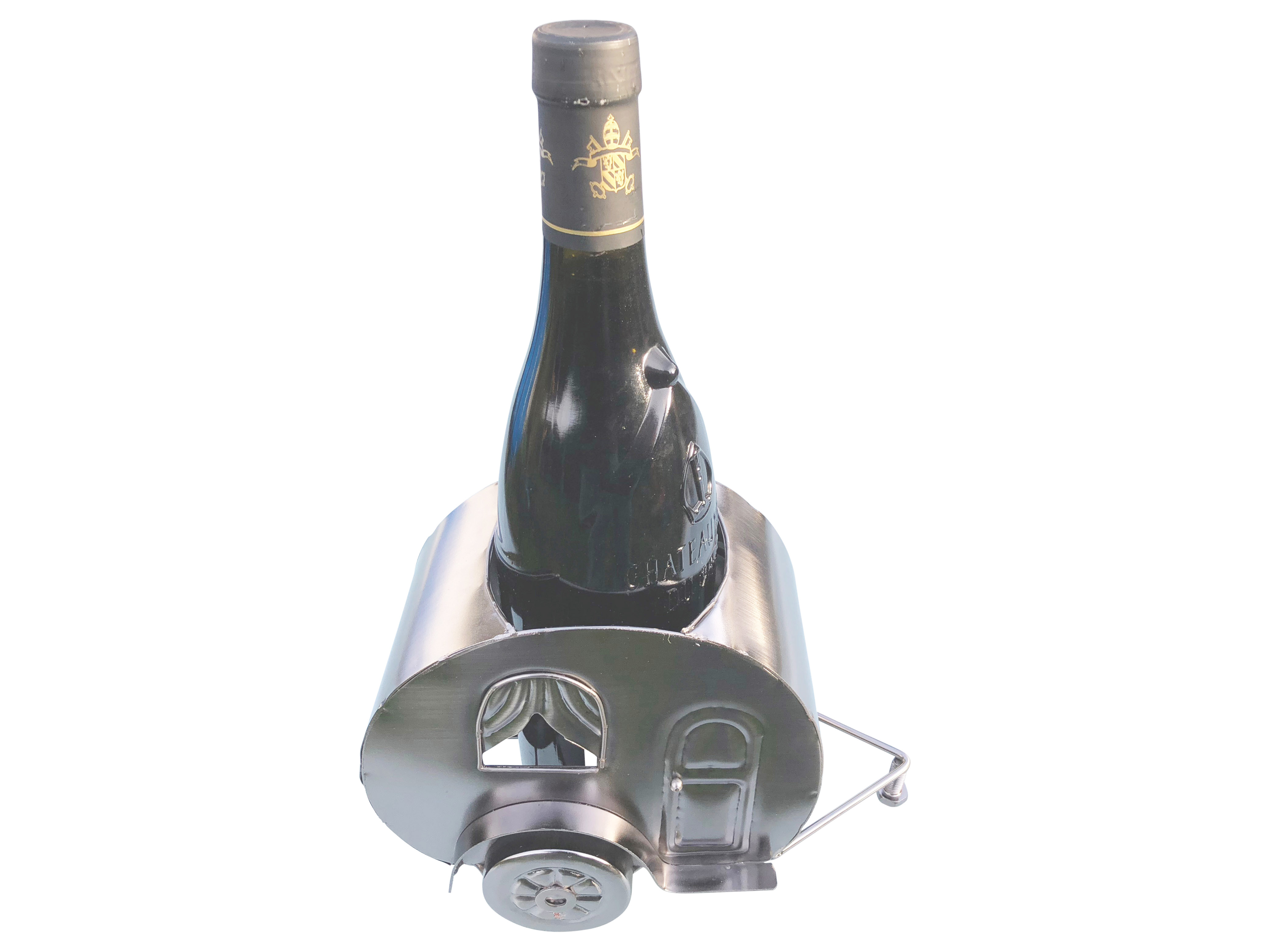 Weinflaschenhalter Metall Figuren Skulptur Campingwagen Deko  - Vorschau 2