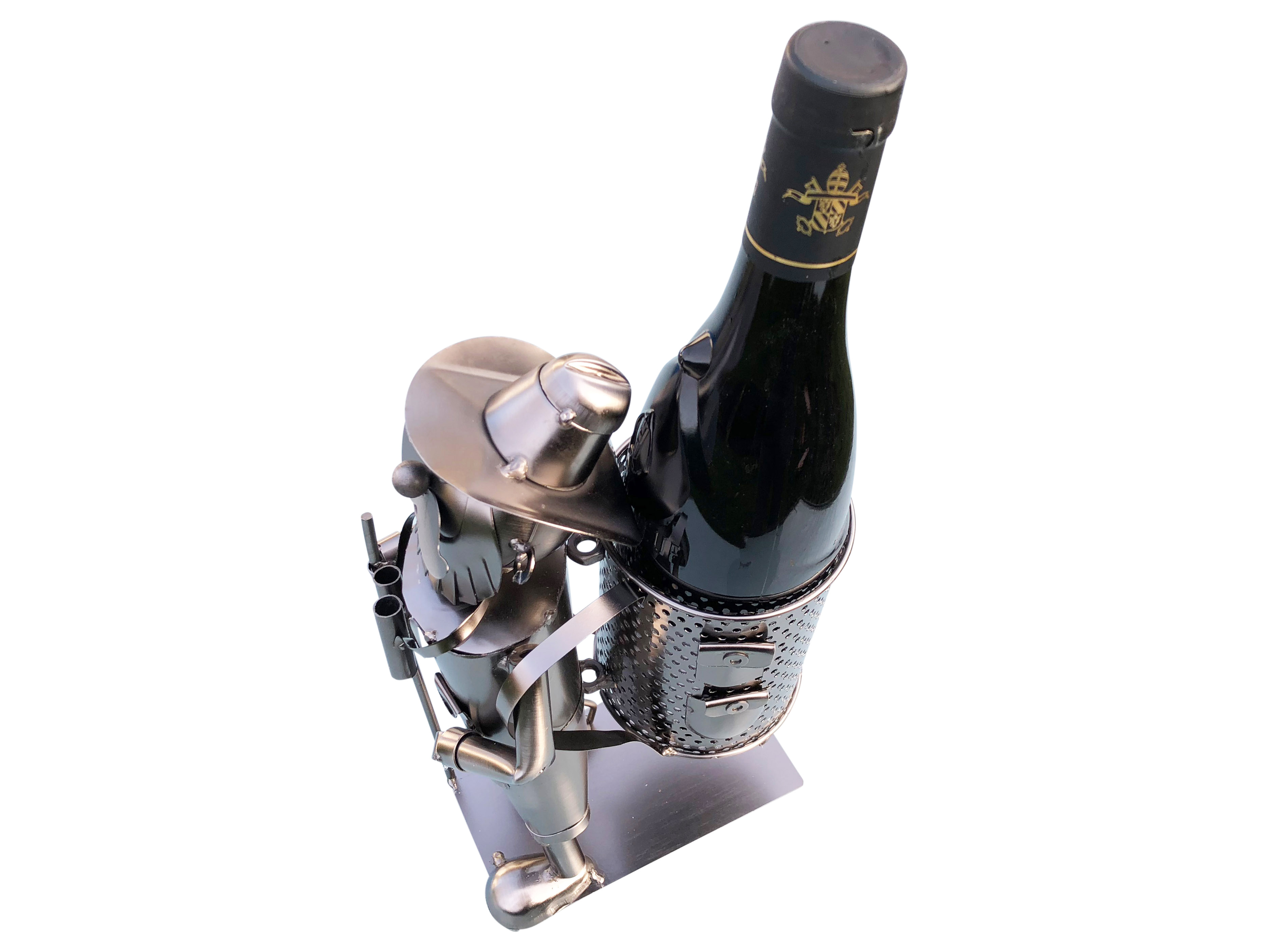 Weinflaschenhalter Wanderer Metall Figuren Design Deko originelles Geschenk hochwertiger Flaschenhalter - Vorschau 2