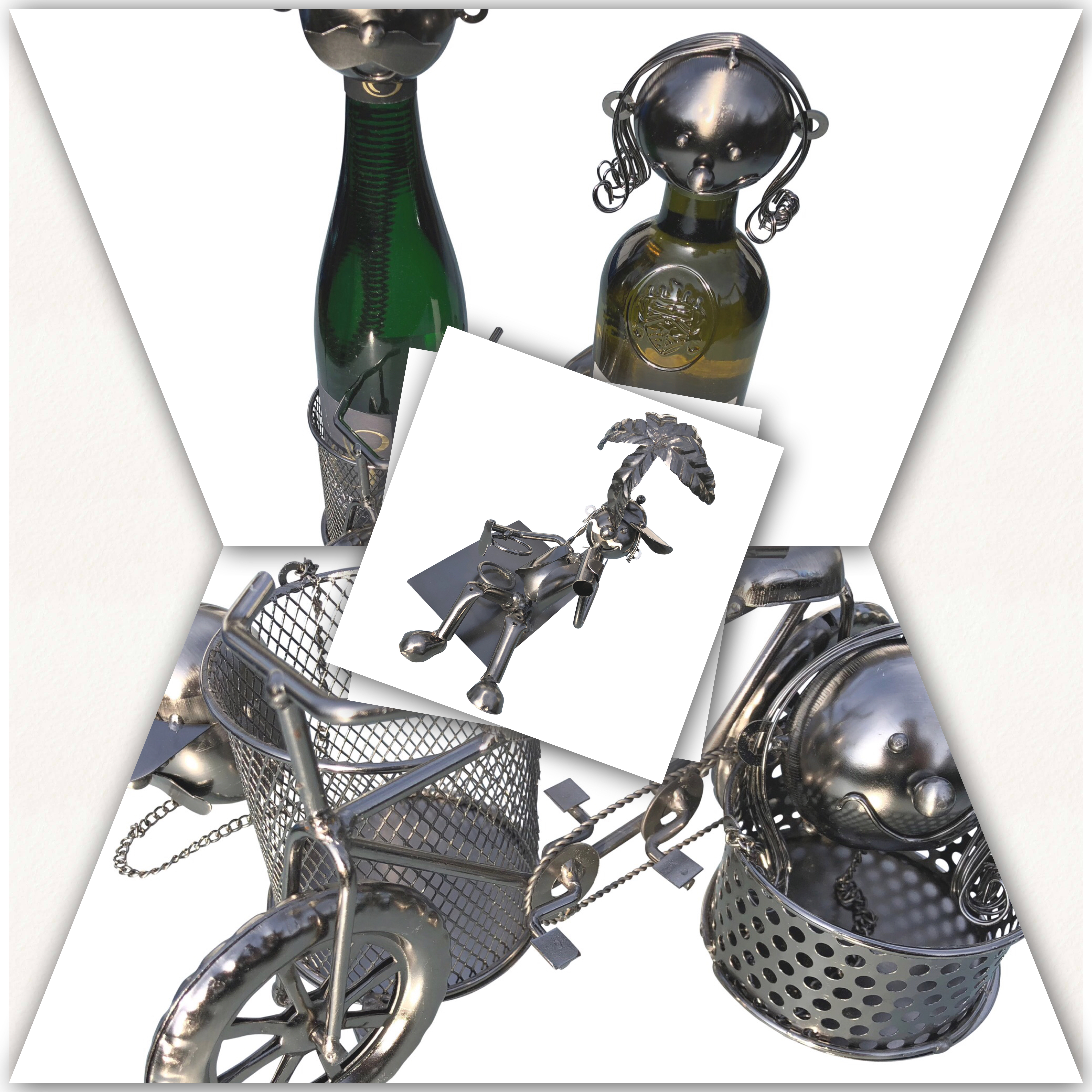 Weinflaschenhalter Figuren Metall Maik am Strand Design Deko - Vorschau 3