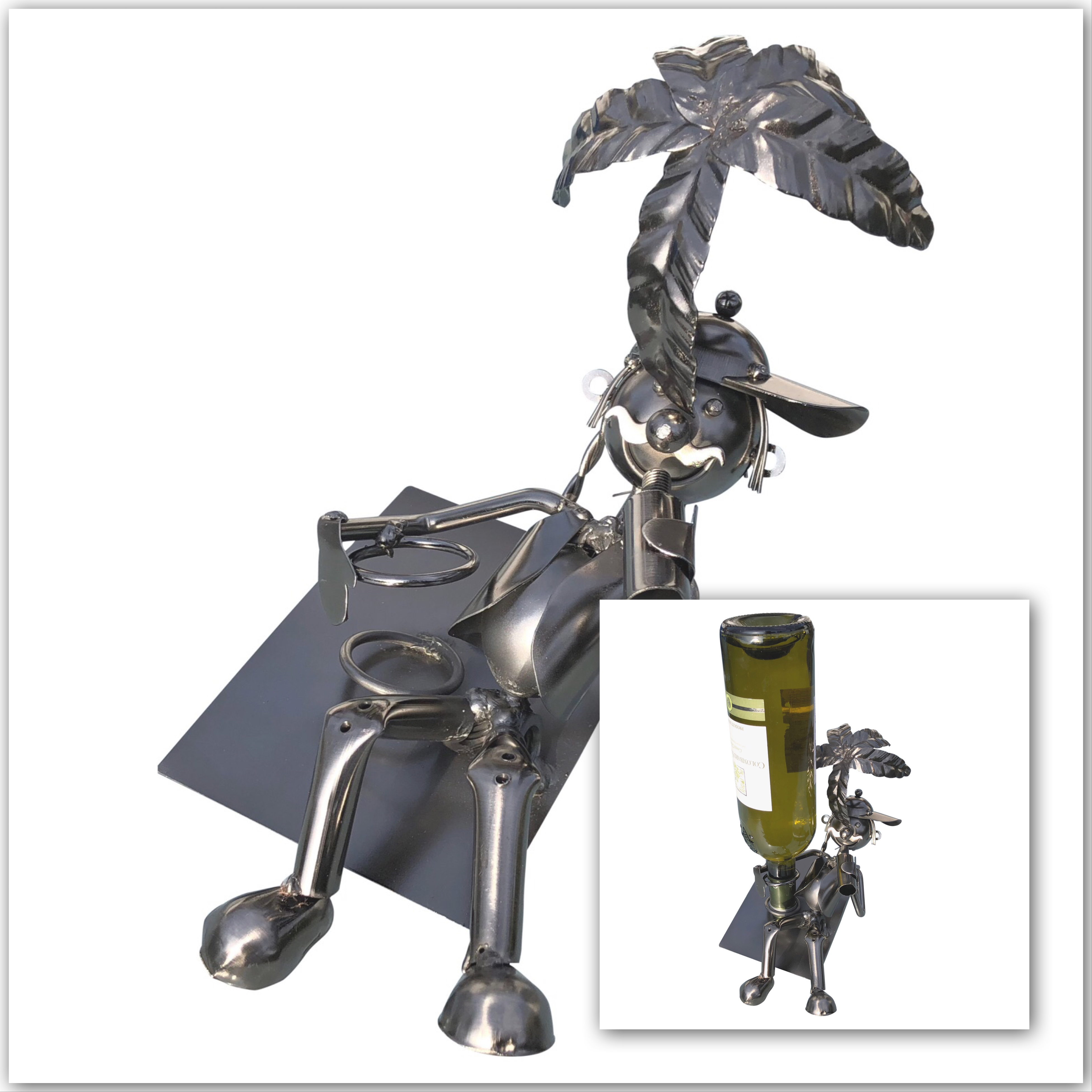 Weinflaschenhalter Figuren Metall Maik am Strand Design Deko - Vorschau 5