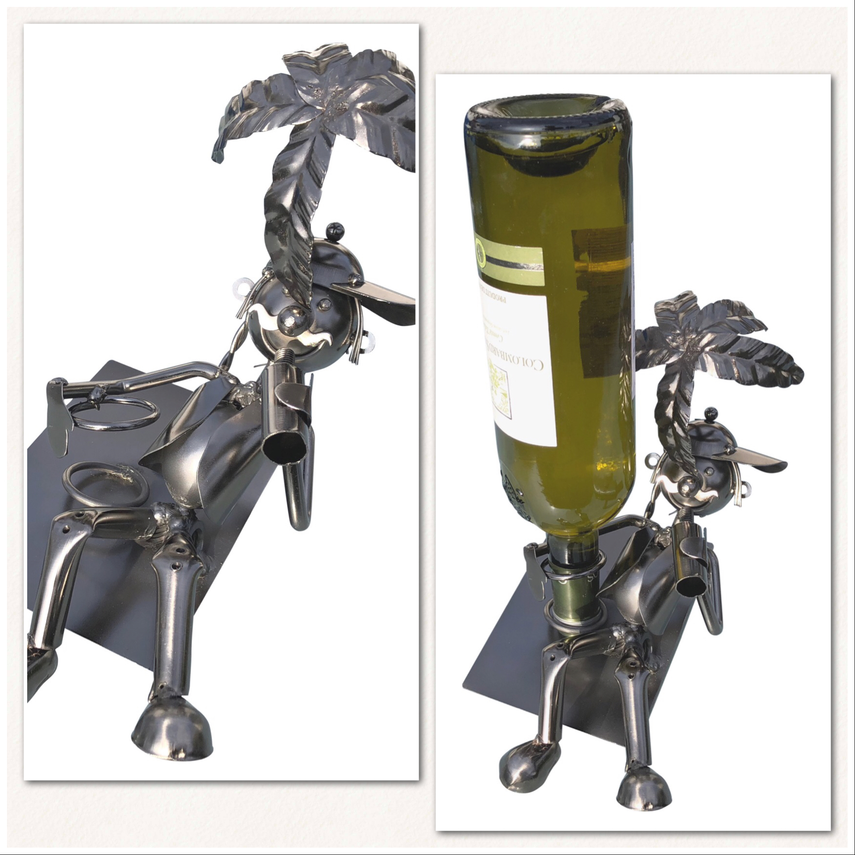 Weinflaschenhalter Figuren Metall Maik am Strand Design Deko - Vorschau 6