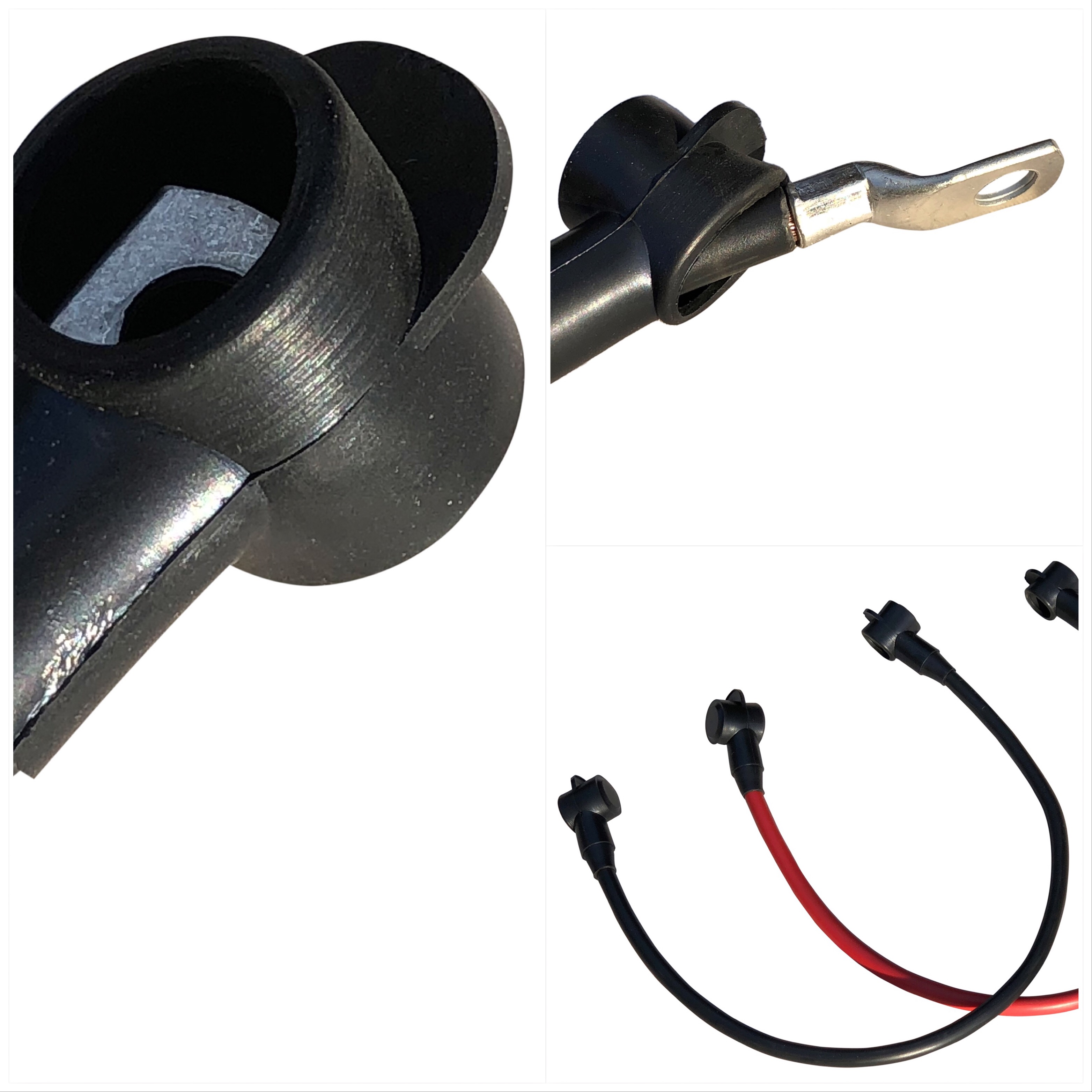 Batteriekabel mit Polschutzkappen und Ösen Set 35 mm² 50cm Kupfer M8 rot schwarz - Vorschau 3